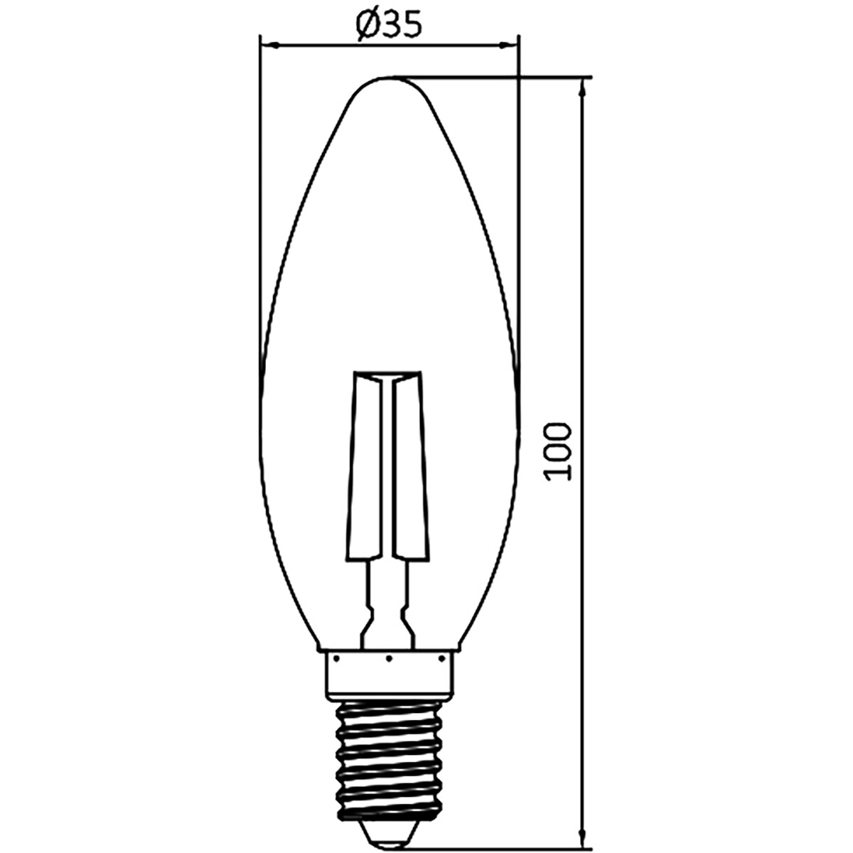 LED Lampe E14 Flamme Filament - Brinton - Ambre 4W 360lm - 822 Blanc Très Chaud 2200K - C35 - Dimmable | Remplace 32W