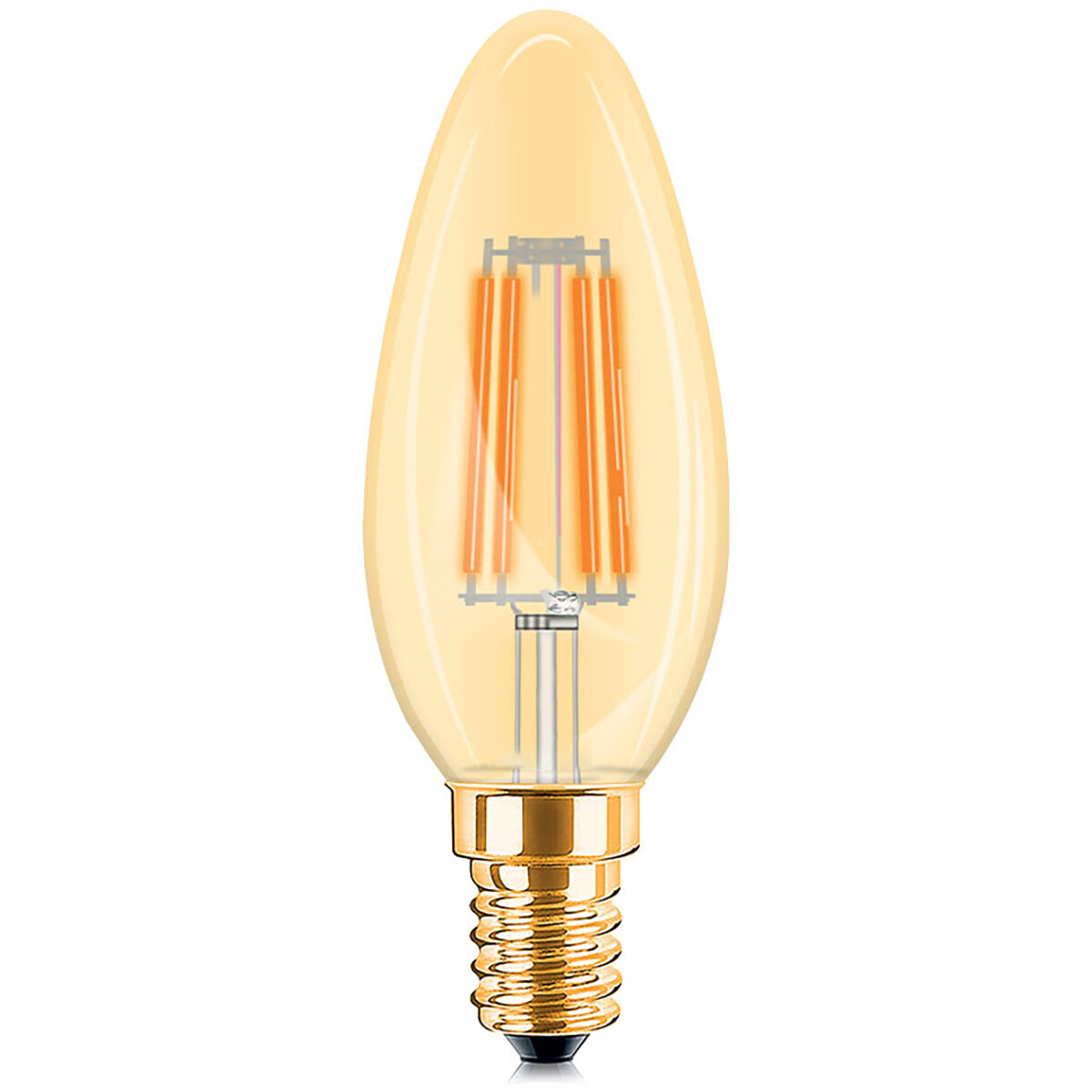 LED Lampe E14 Flamme Filament - Brinton - Ambre 4W 360lm - 822 Blanc Très Chaud 2200K - C35 - Dimmable | Remplace 32W