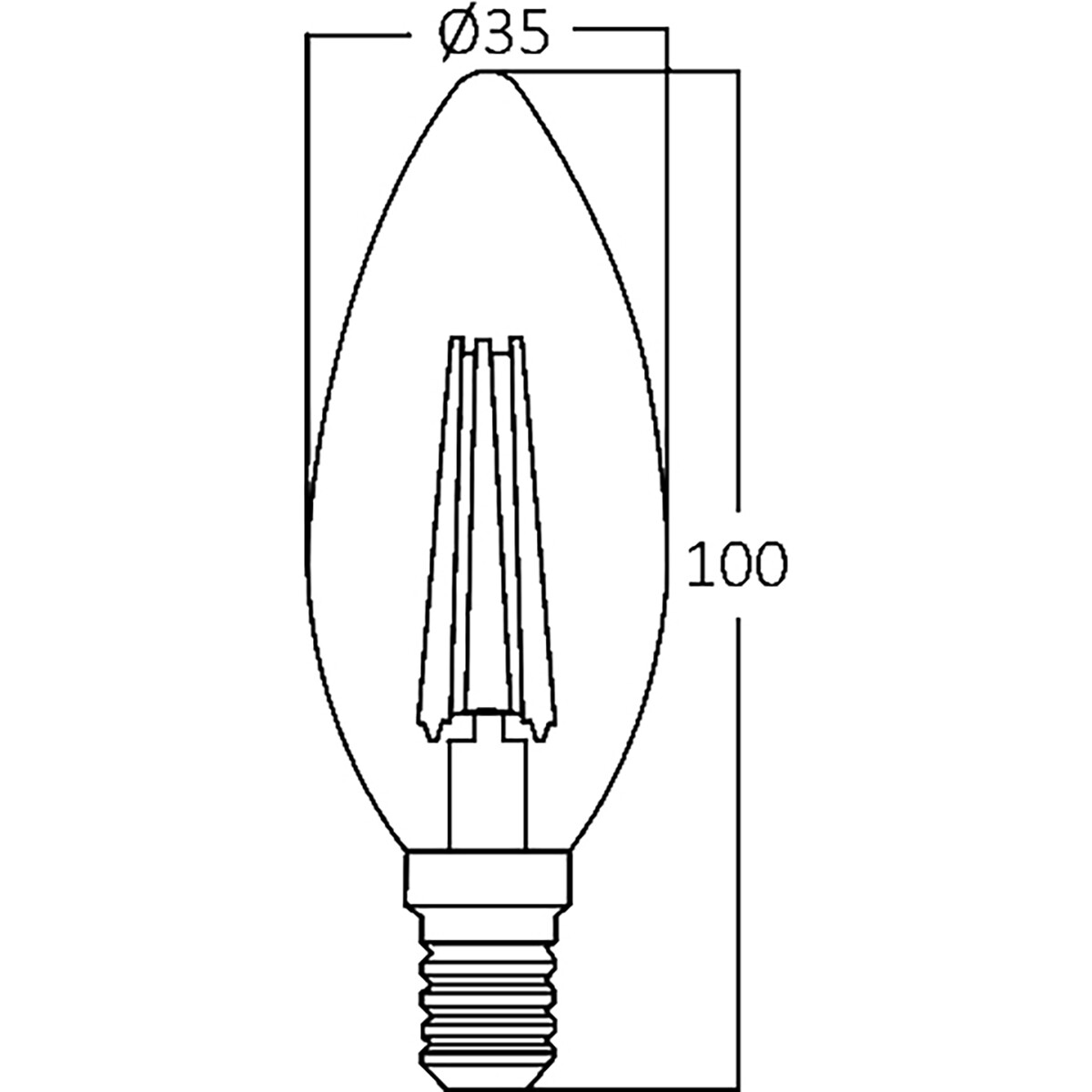 LED Lampe E14 Flamme Filament - Brinton - Clair 4W 470lm - 830 Blanc Chaud 3000K - C35 - CLR - Dimmable | Remplace 40W