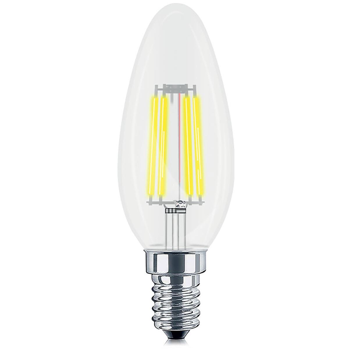 LED Lampe E14 Flamme Filament - Brinton - Clair 4W 470lm - 830 Blanc Chaud 3000K - C35 - CLR - Dimmable | Remplace 40W