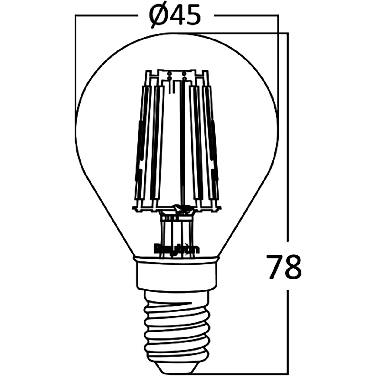 LED Lampe E14 Globe Filament - Brinton - Ambre 4W 360lm - 822 Blanc Très Chaud 2200K - P45 | Remplace 32W