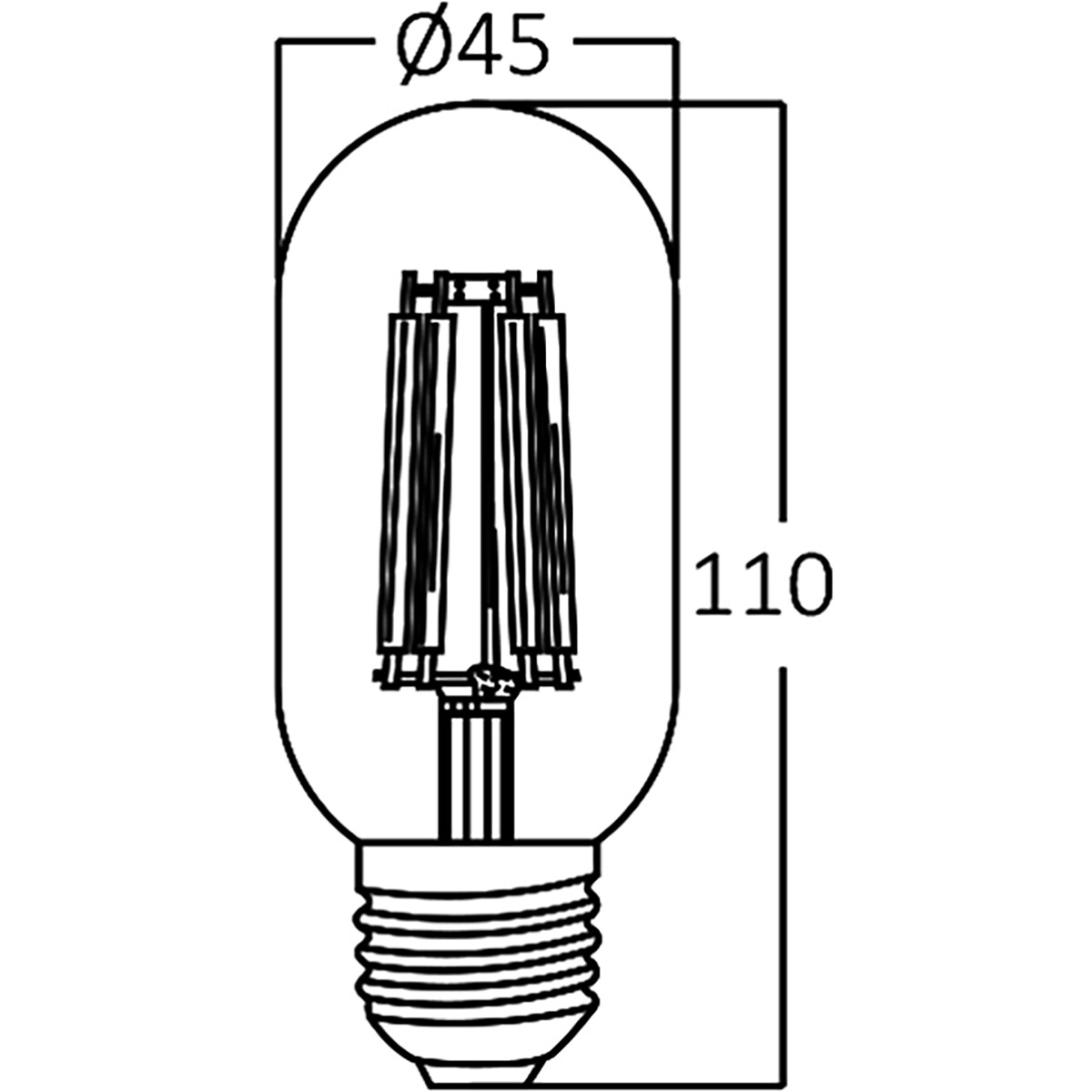 LED Lampe E27 Tube Filament - Brinton - Ambre 4W 360lm - 822 Blanc Très Chaud 2200K - T45 | Remplace 32W