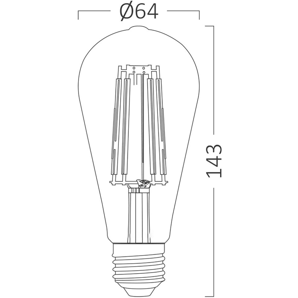 LED Lampe E27 Edison Filament - Brinton - Ambre 6W 540lm - 822 Blanc Très Chaud 2200K - ST64 - Dimmable | Remplace 45W