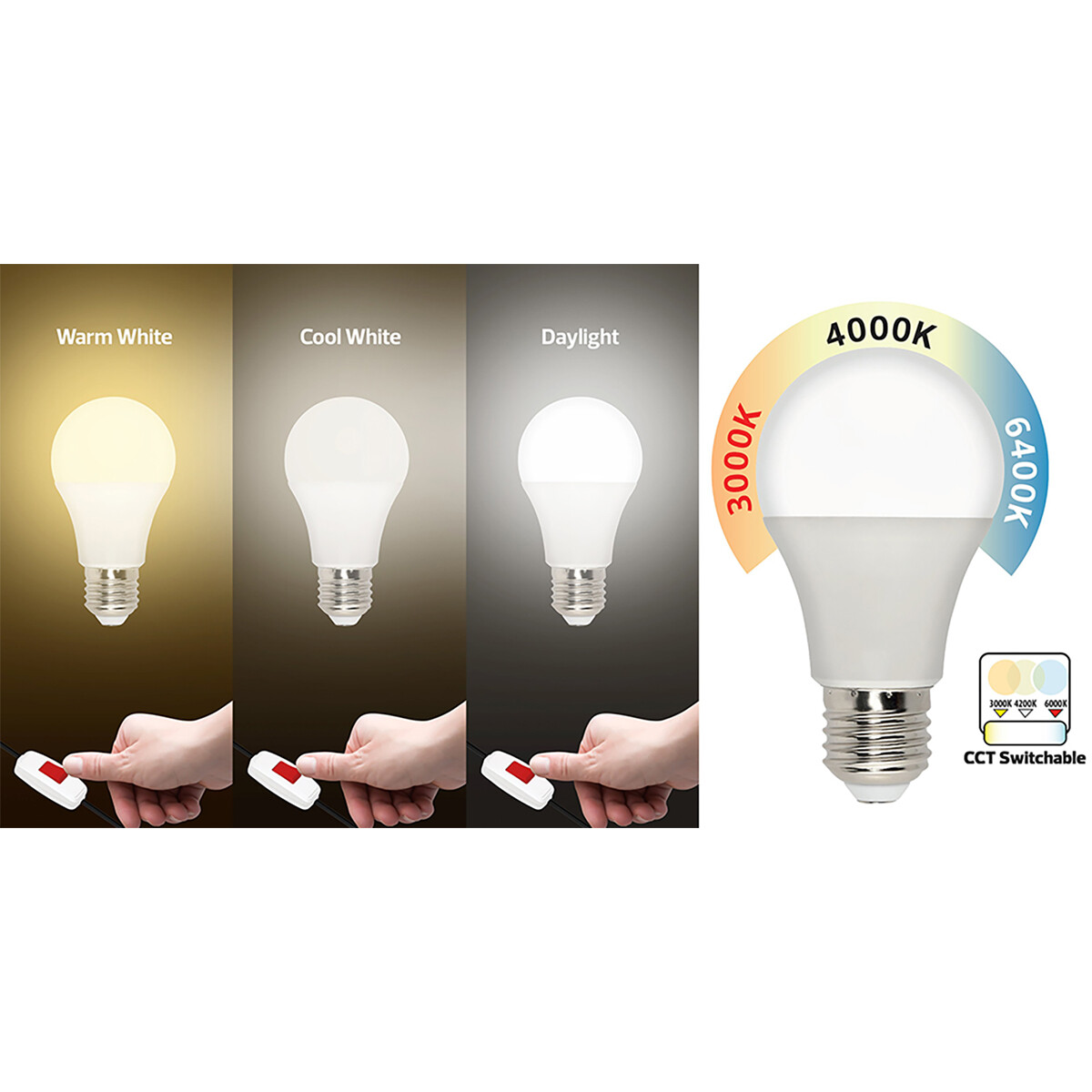 Lampe LED - Kozolux Runi - Douille E27 - 12W - Couleur de lumière ajustable CCT - 3000K-6400K