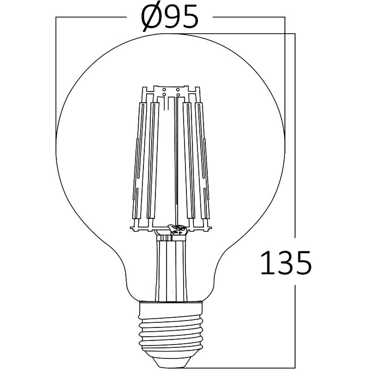 LED Lampe E27 Globe Filament - Brinton - Ambre 6W 540lm - 822 Blanc Très Chaud 2200K - G95 - Dimmable | Remplace 45W