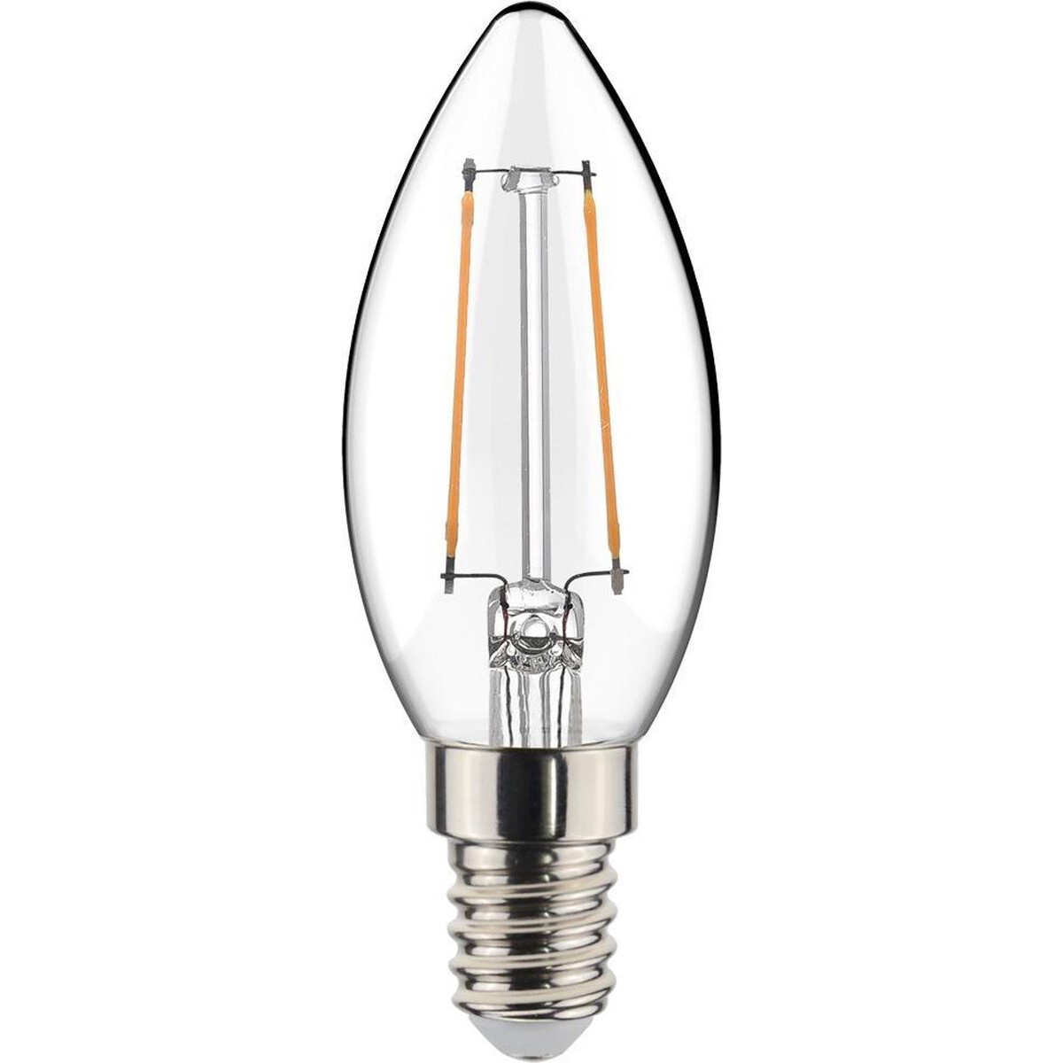 Lampe LED - Filament - Sanola Syno - 2W - Douille E14 - Blanc Chaud 2700K - Transparent Clair - Verre