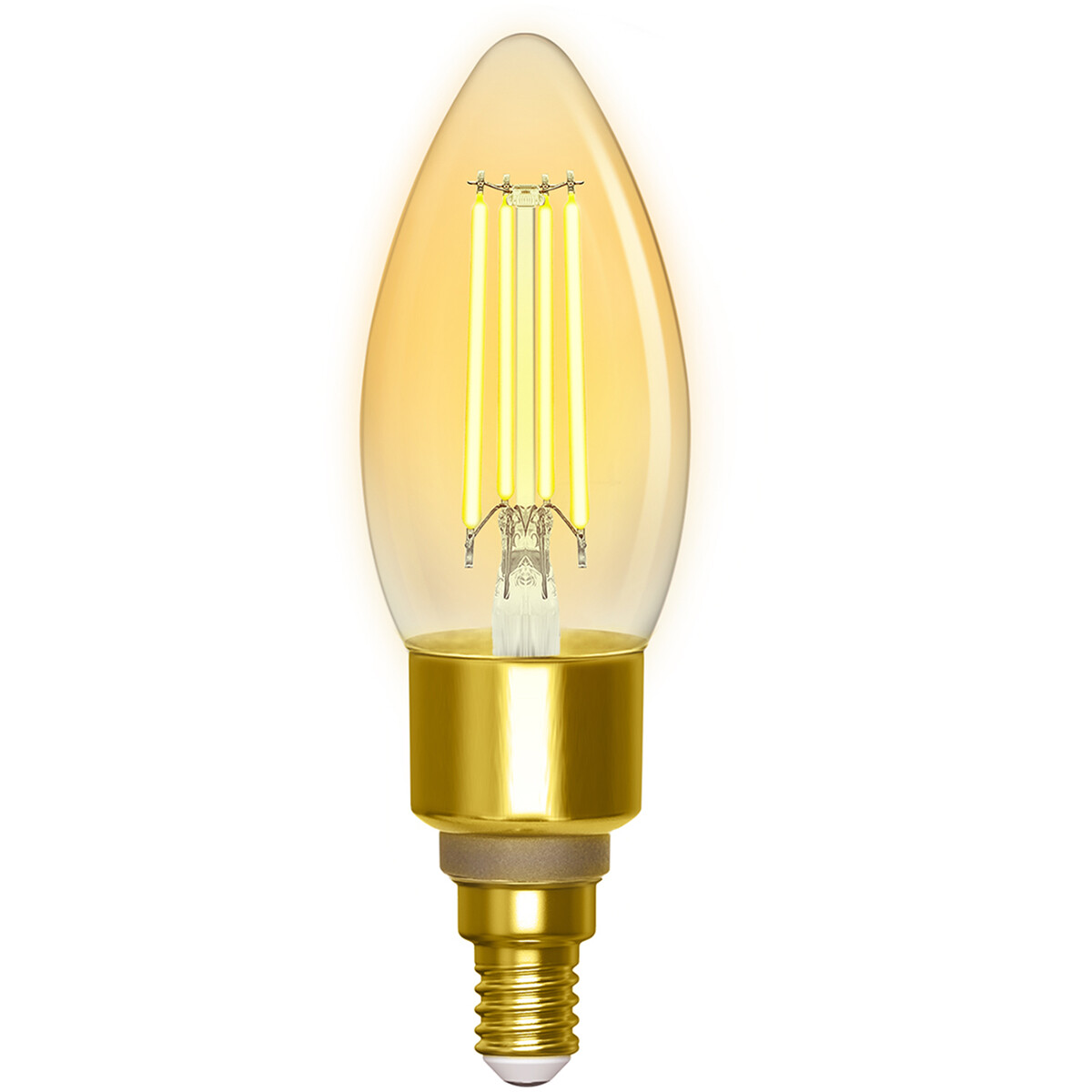 Lampe LED - Filament - LED Intelligente - Aigi Delano - Bulb C35 - 4.5W - Douille E14 - LED Wifi + Bluetooth - Couleur de lumière ajustable - Ambre - Verre