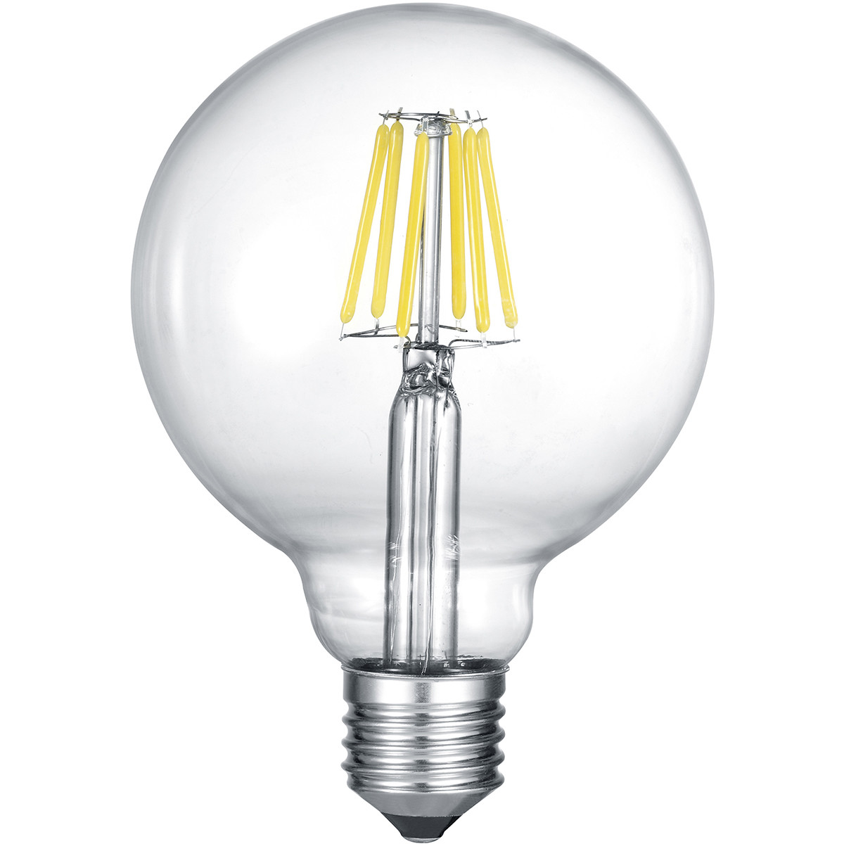 Lampe LED - Filament - Trion Globin - Douille E27 - 8W - Blanc Chaud 2700K - Dimmable - Transparent Clair - Verre