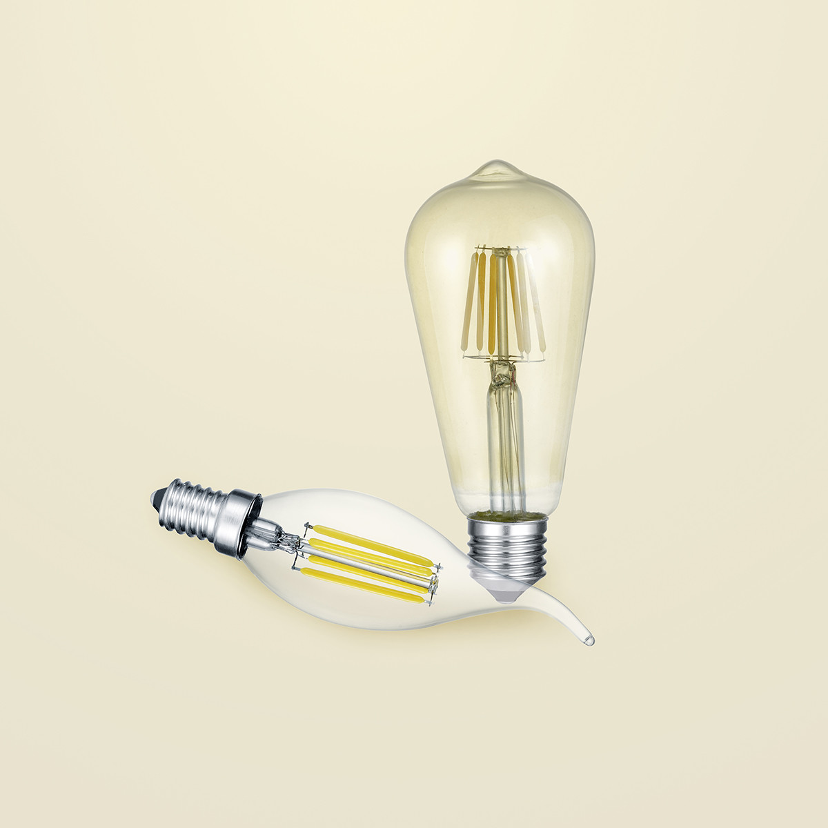 Lampe LED - Filament - Trion Kalon - Douille E27 - 6W - Blanc Chaud 2700K - Ambre - Aluminium