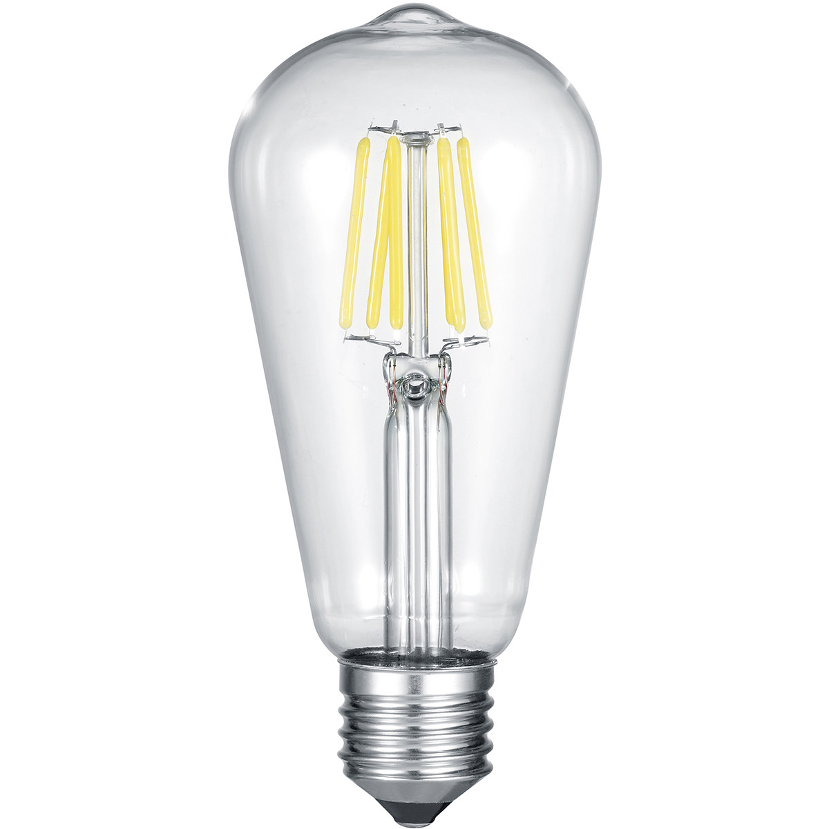 Lampe LED - Filament - Trion Kalon - Douille E27 - 6W - Blanc Chaud 2700K - Transparent Clair - Aluminium