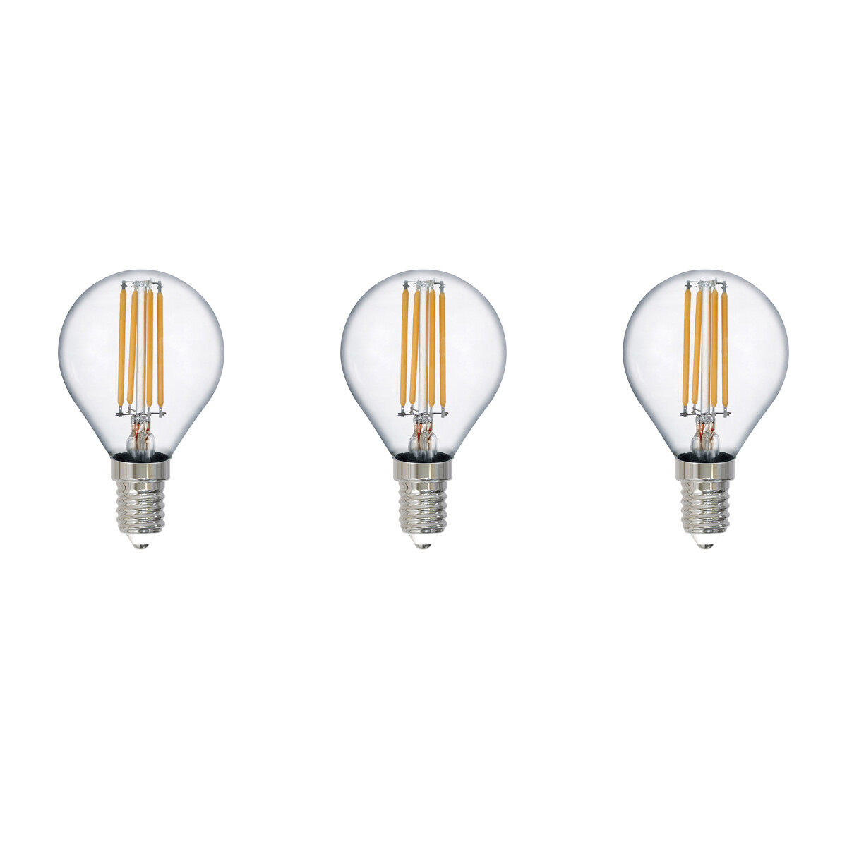 Lampe LED - Filament - Trion Tropin - Set de 3 Pièces - Douille E14 - 2W - Blanc Chaud-2700K - Transparent Clair - Verre