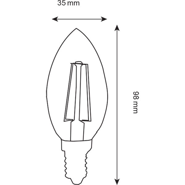 Lampe LED - Lampe à Bougie - Filament - Douille E14 - 4W - Blanc Neutre 4200K