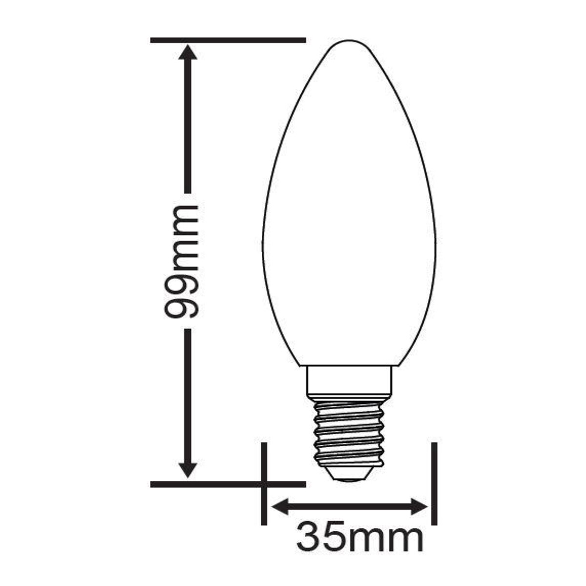 Lampe LED - Lampe à Bougie - Filament - Trion Kurza - 4W - Douille E14 - Blanc Chaud 2700K - Dimmable - Transparent Clair - Verre