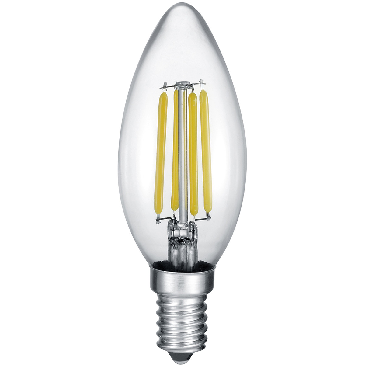 Lampe LED - Lampe à Bougie - Filament - Trion Kurza - 4W - Douille E14 - Blanc Chaud 2700K - Dimmable - Transparent Clair - Verre