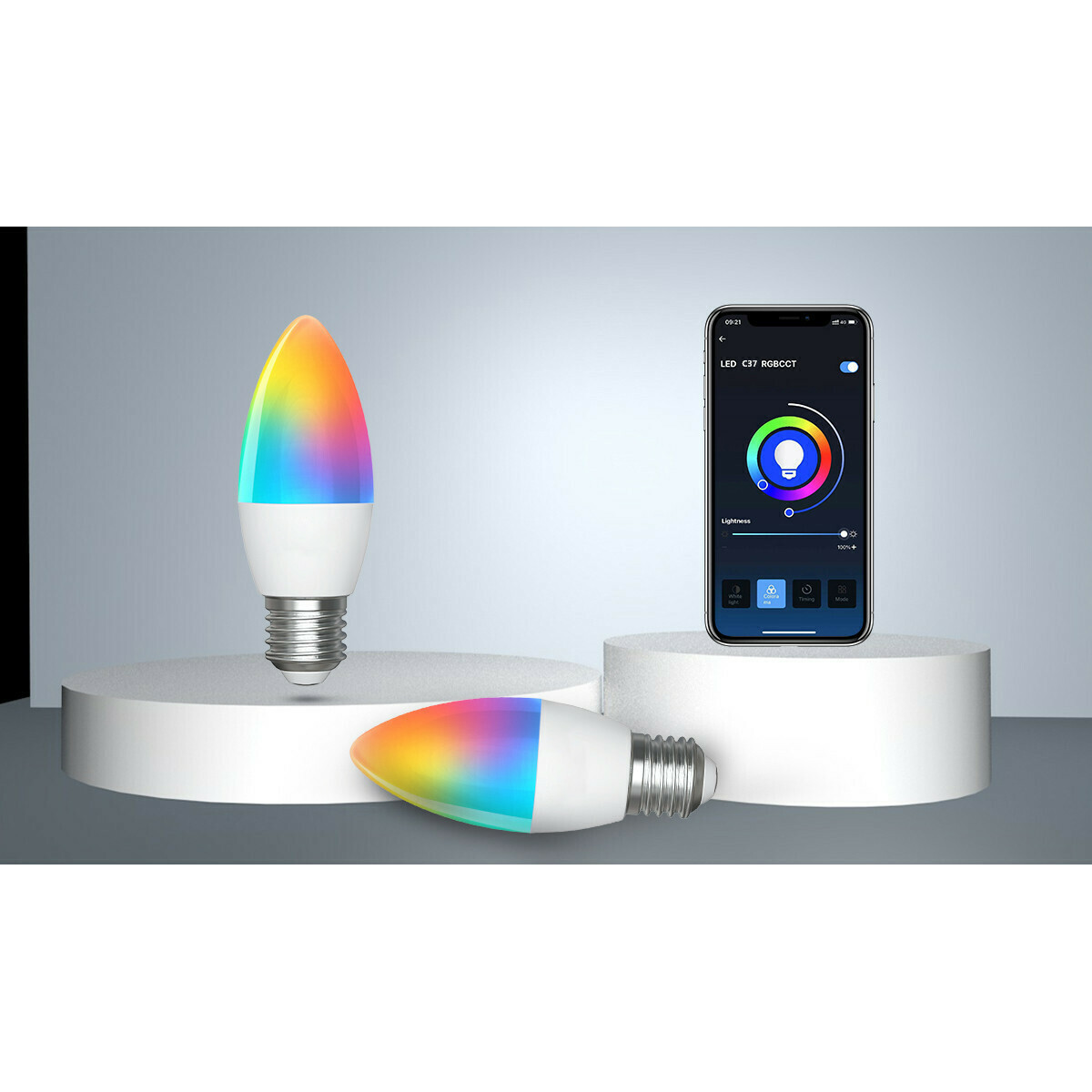 Lampe LED - LED Intelligente - Aigi Exona - Bulb C37 - 5W - Douille E27 - LED Wifi - RGB + Couleur de lumière ajustable - Mat Blanc - Verre