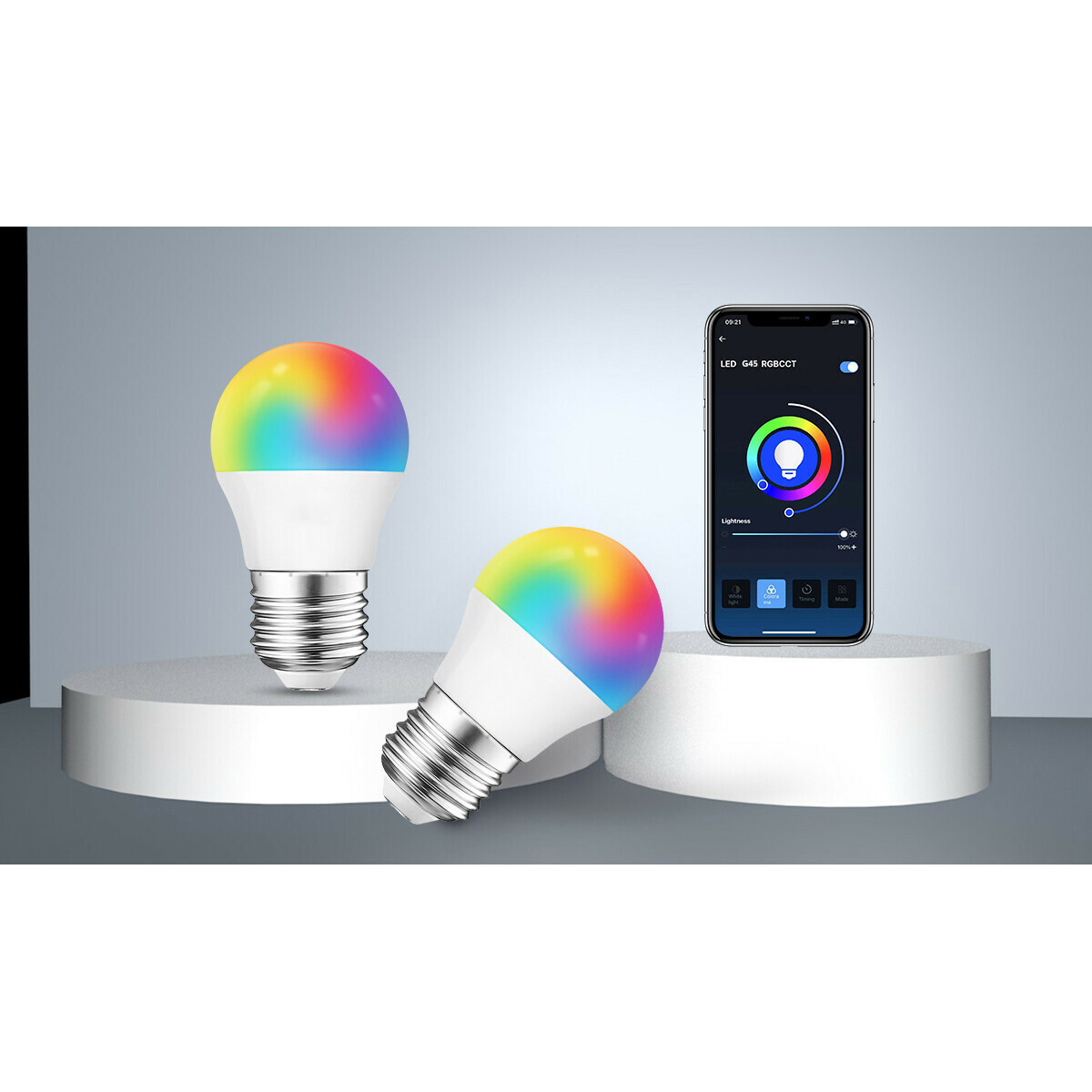 Lampe LED - LED Intelligente - Aigi Exona - Bulb G45 - 5W - Douille E27 - LED Wifi - RGB + Couleur de lumière ajustable - Mat Blanc - Verre