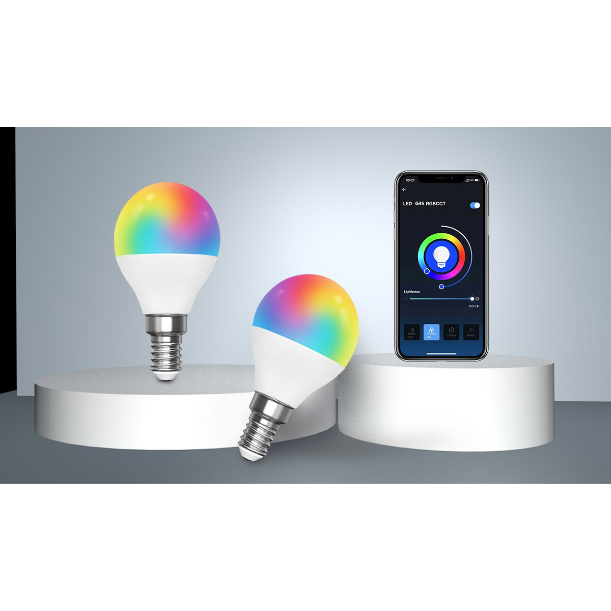 Lampe LED - LED Intelligente - Aigi Kiyona - Bulb G45 - 5W - Douille E14 - LED Wifi - RGB + Couleur de lumière ajustable - Mat Blanc - Verre