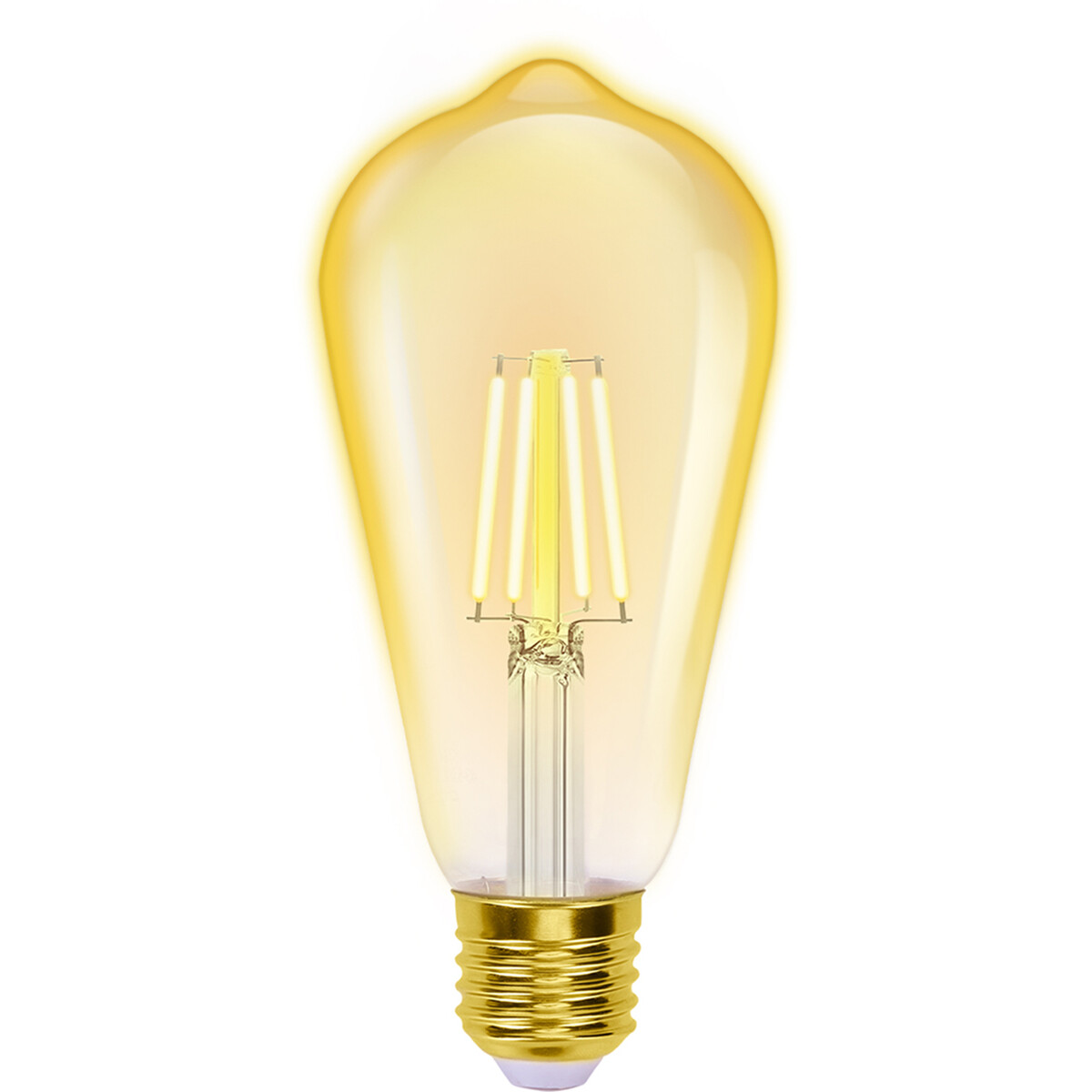 Lampe LED - LED Intelligente - Aigi Rixona - Bulb ST64 - 6W - Douille E27 - LED Wifi + Bluetooth - Couleur de lumière ajustable - Ambre - Verre