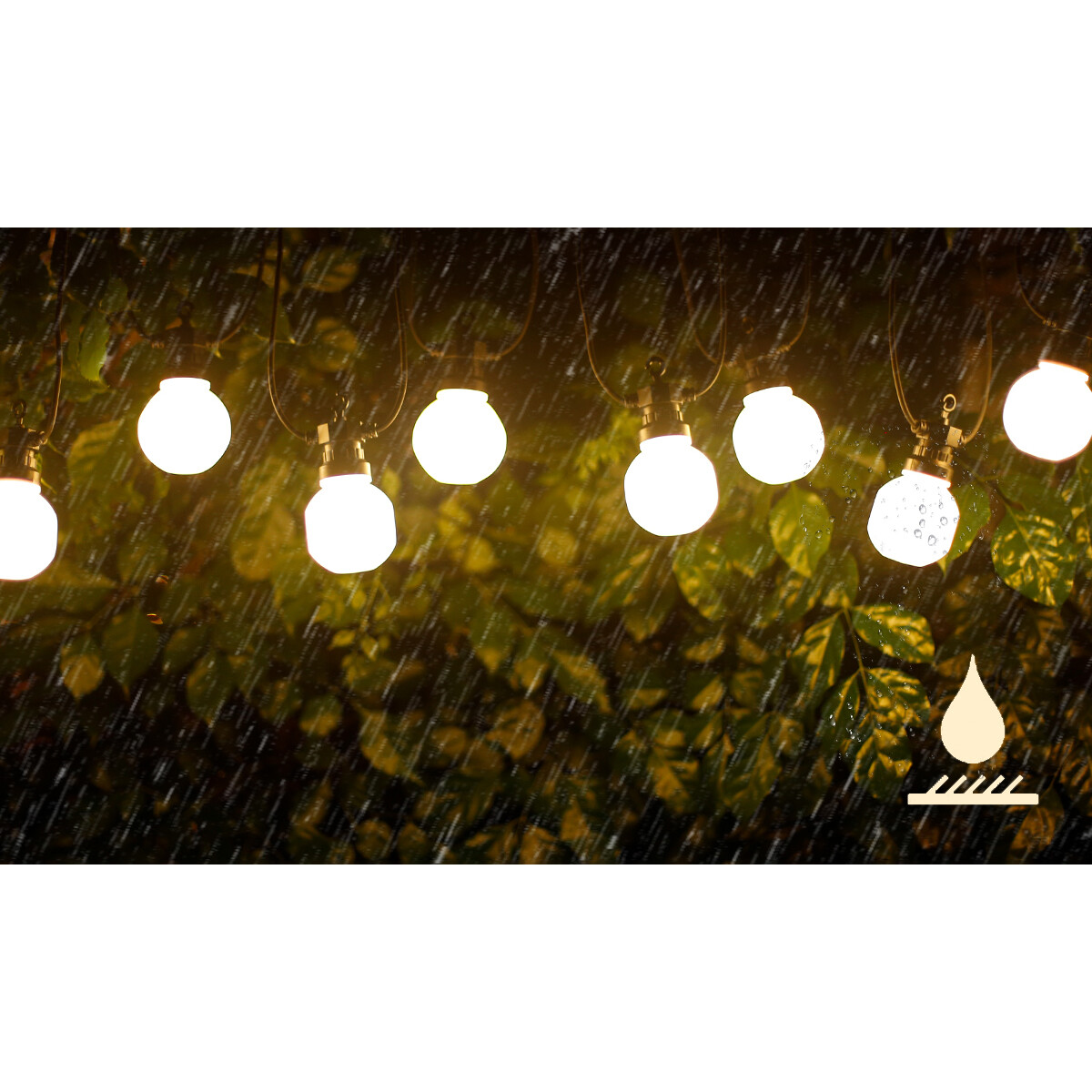 Guirlande lumineuse LED - Aigi Suci - Blanc Chaud 3000K - 6W - 8 Mètres - 10 LED's Blanc - Étanche IP44 - Noir