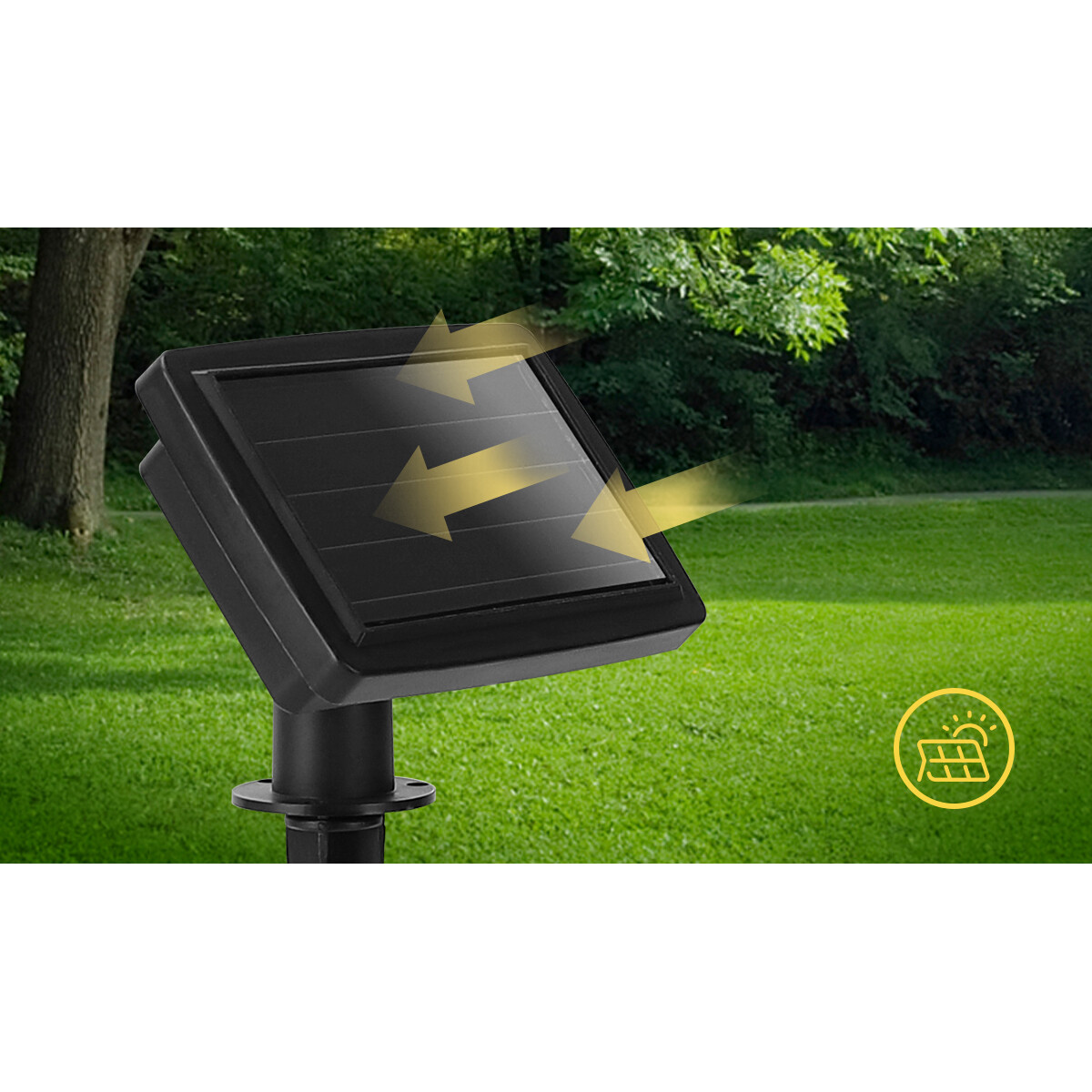 Guirlande lumineuse solaire LED - Capteur Jour/Nuit - Aigi Ligo - 20W - 5.8 Mètres - 20 LED's Multicolores - Étanche IP44 - Noir