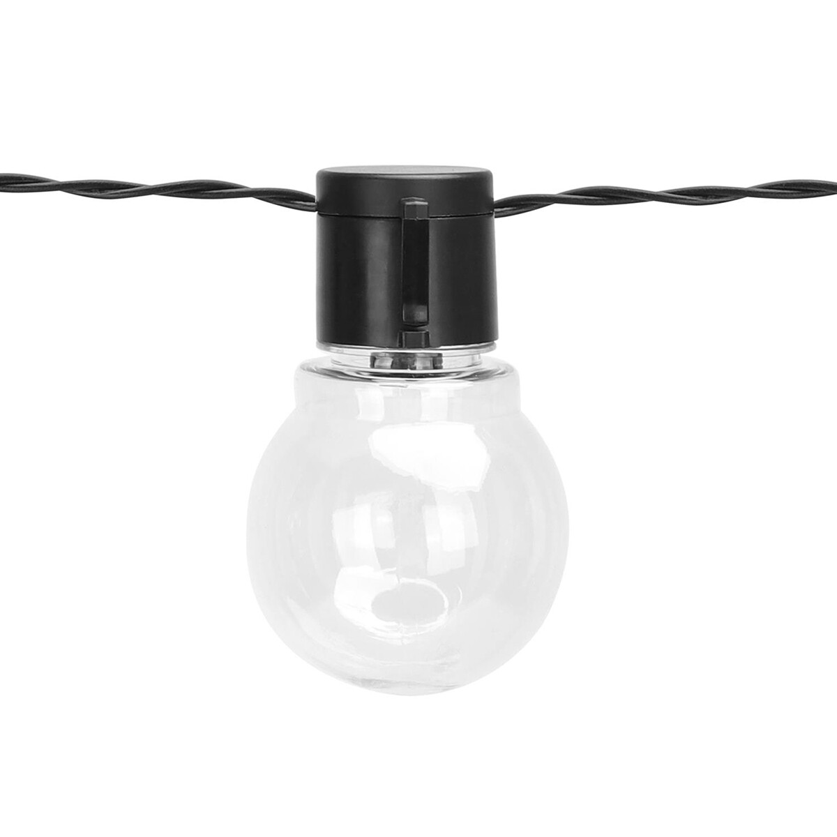 Guirlande lumineuse solaire LED - Capteur Jour/Nuit - Aigi Ligo - 20W - Blanc Chaud 3000K - 5.8 Mètres - 20 LED's Transparents - Étanche IP44 - Noir