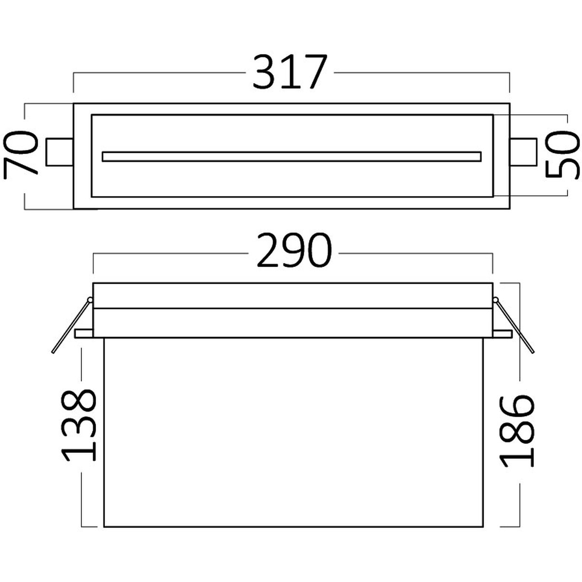 LED Éclairage d’urgence - Brinton - Encastrée - 2W - 25 Mètres - Inclus Pictogrammes