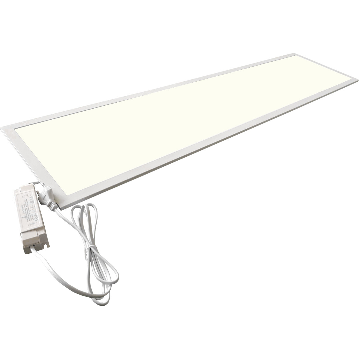 Panneau LED - Aigi - 30x120 Blanc Neutre 4000K - 32W High Lumen - Rectangulaire Encastré - Inclus Prise - Mat Blanc - Sans Scintillement