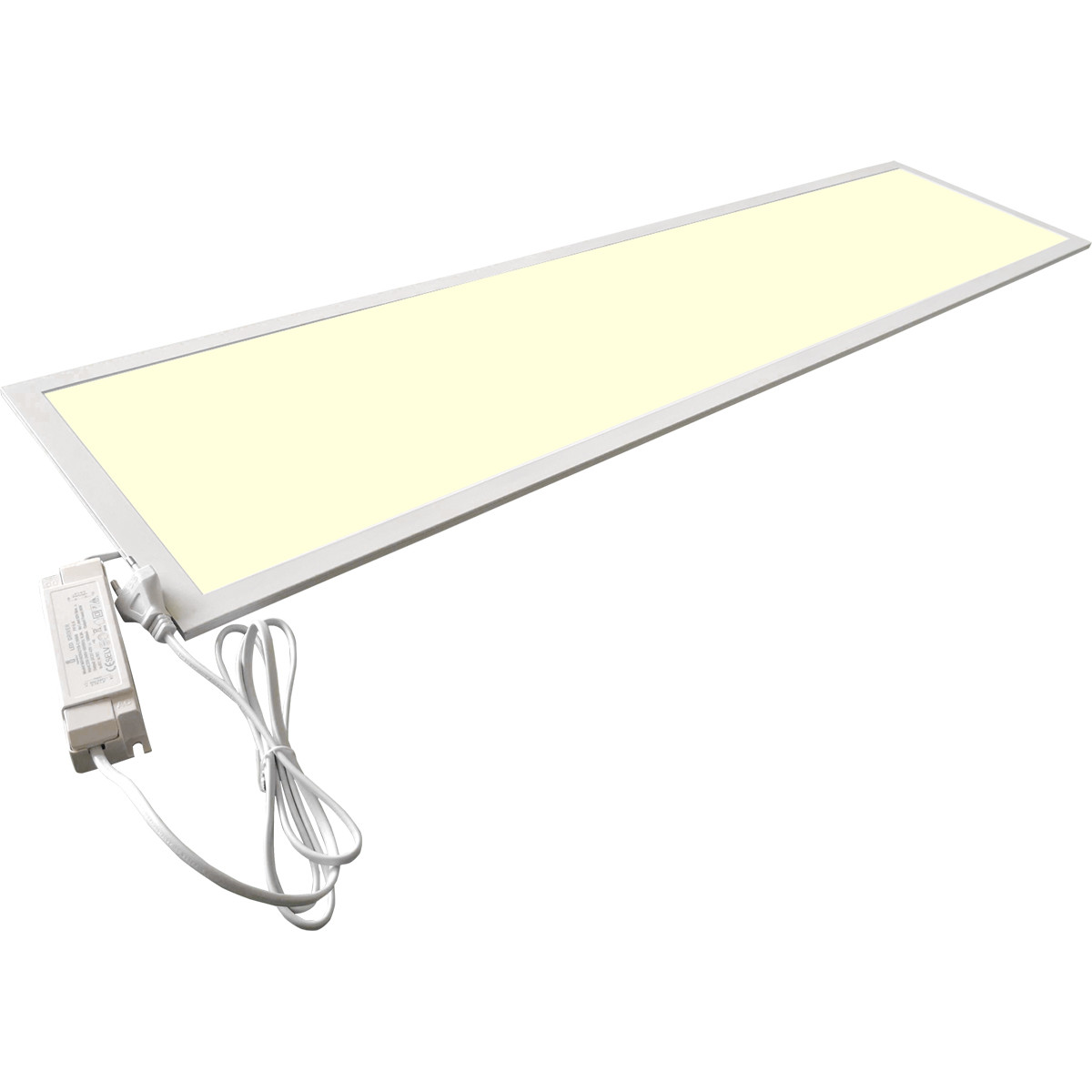 Panneau LED - Aigi - 30x120 Blanc Chaud 3000K - 32W High Lumen - Rectangulaire Encastré - Inclus Prise - Mat Blanc - Sans Scintillement