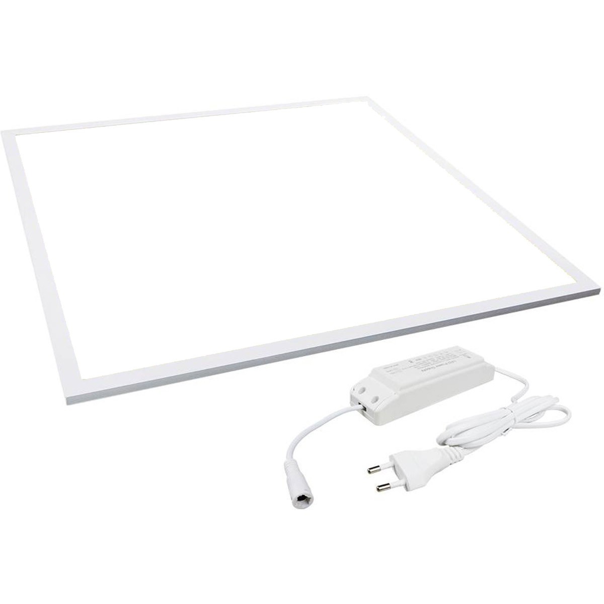 Panneau LED - Aigi - 60x60 Blanc Froid 6000K - 40W High Lumen UGR19 - Carré Encastré - Inclus Prise - Mat Blanc - Sans Scintillement