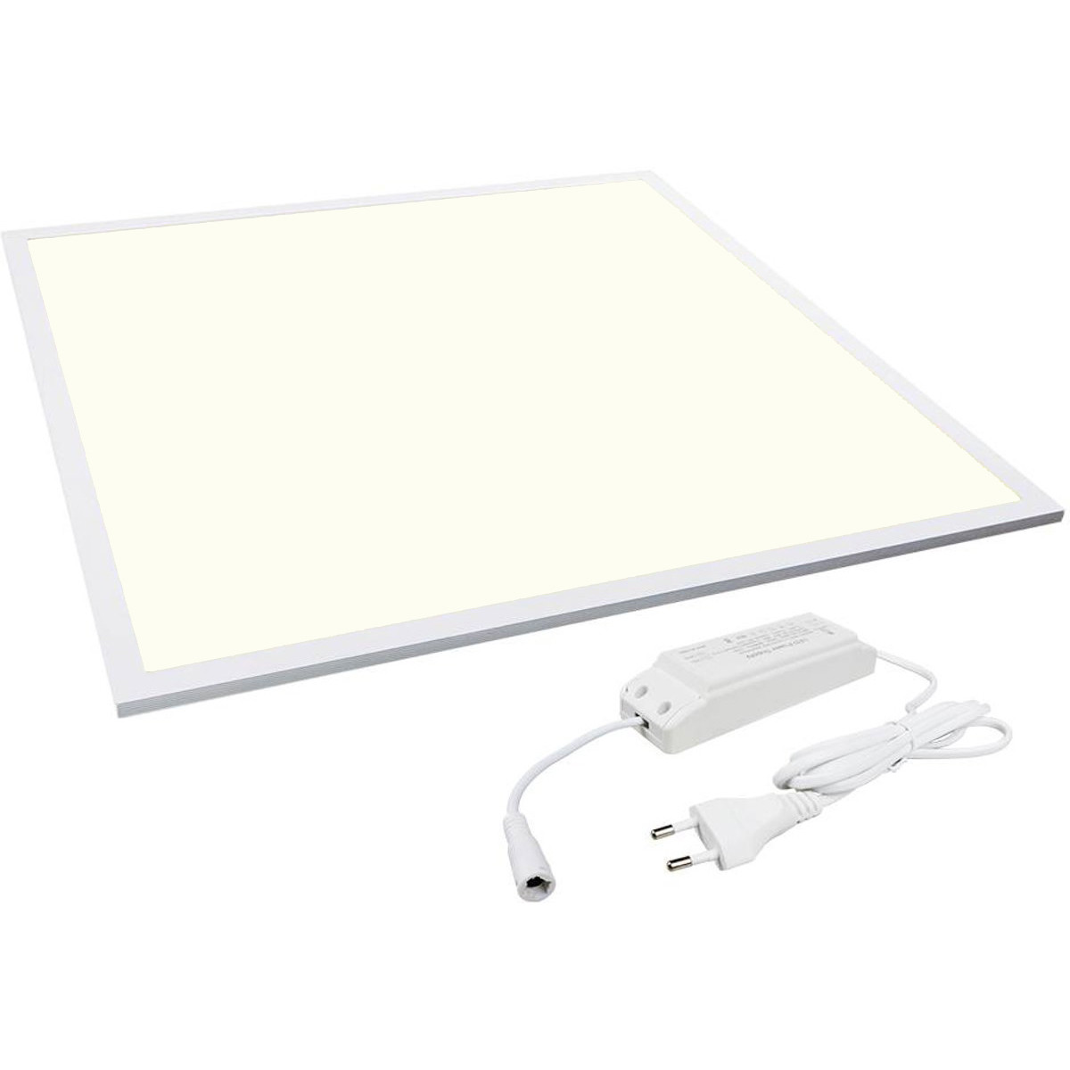 Panneau LED avec prise - Aigi Leny - 60x60 - Blanc Neutre 4000K - 32W - 3840lm - 120lm/W - High Lumen - Encastré - Carré - Mat Blanc - Sans Scintillement