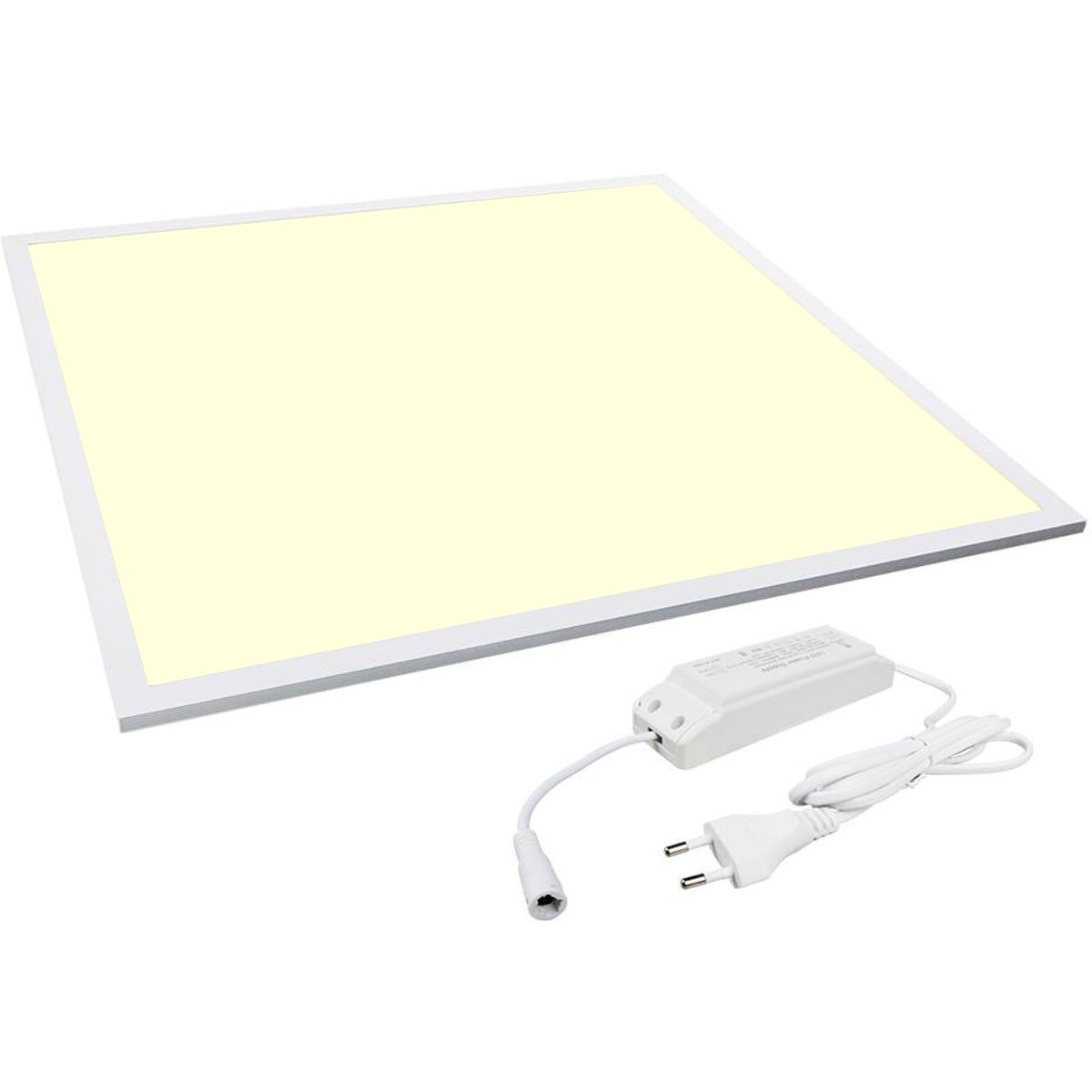 Panneau LED - Aigi - 60x60 Blanc Chaud 3000K - 40W High Lumen UGR19 - Carré Encastré - Inclus Prise - Mat Blanc - Sans Scintillement