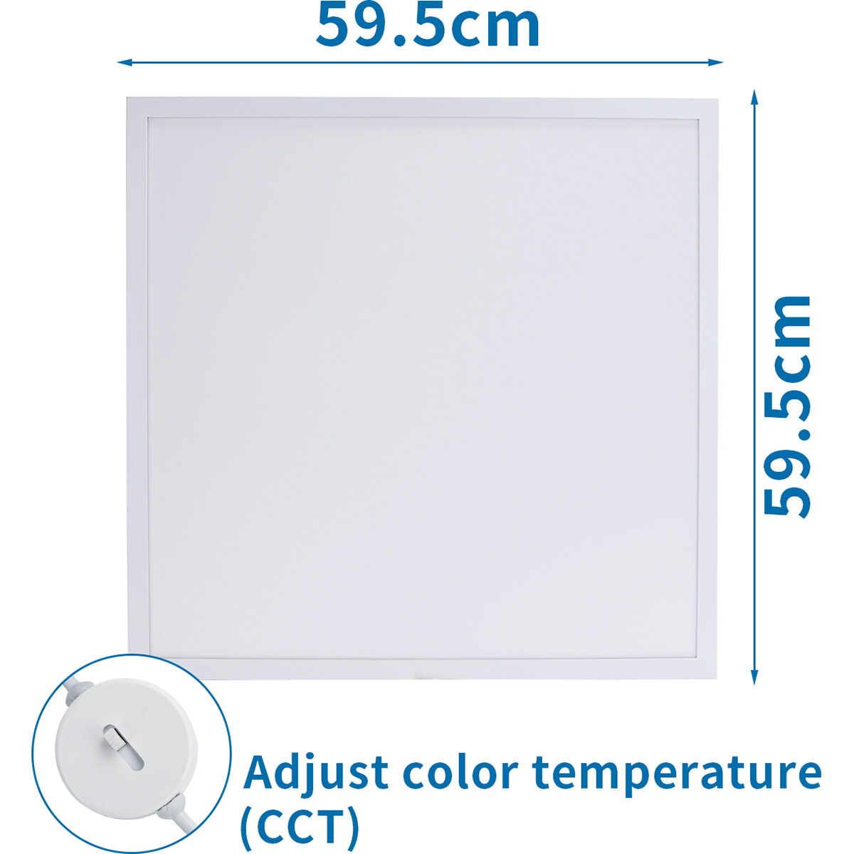 Panneau LED - Aigi Hyron - 60x60 - Couleur de lumière ajustable CCT - 32W - Encastré - Carré - Mat Blanc - Aluminium - Sans Scintillement