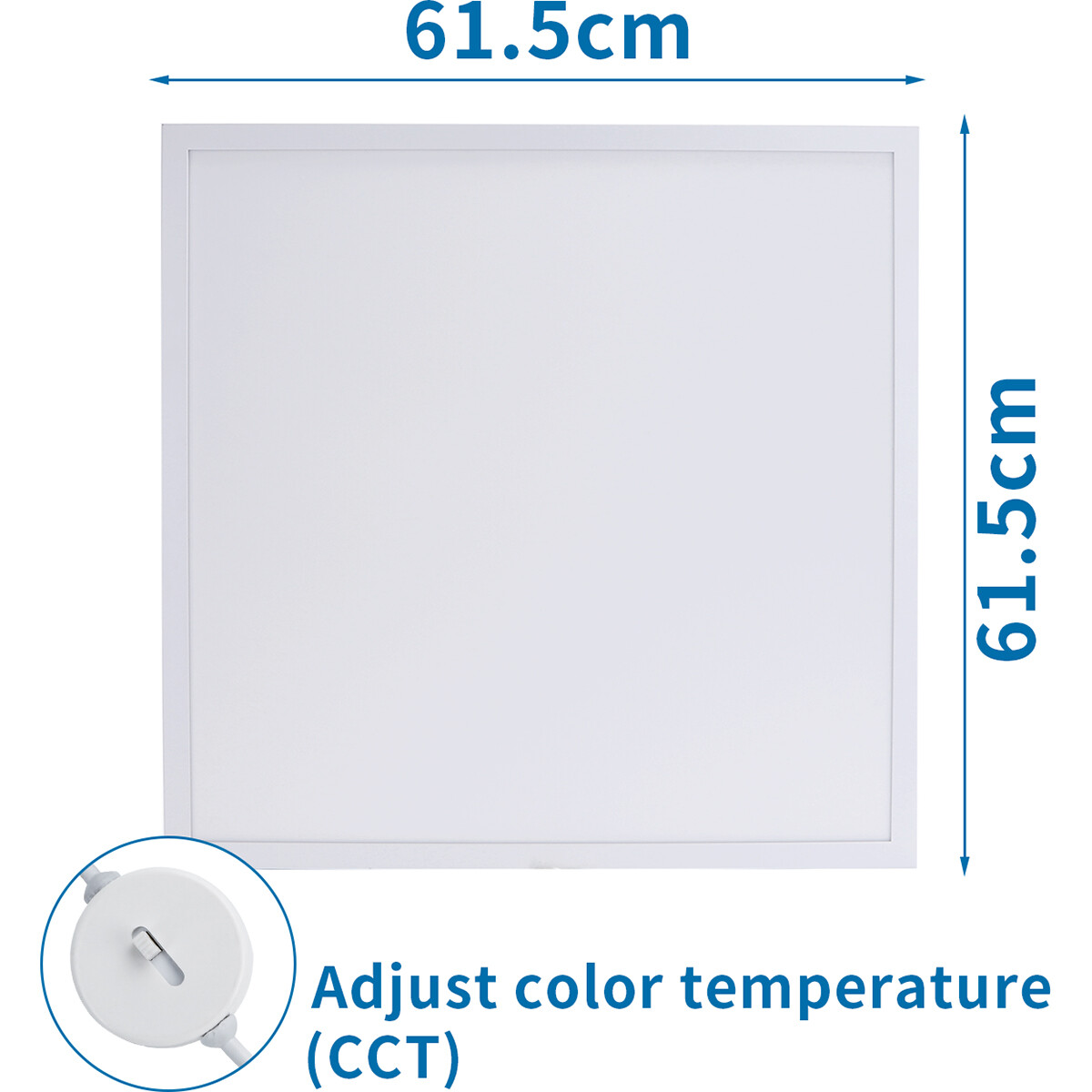 Panneau LED - Aigi Hyron - 62x62 - Couleur de lumière ajustable CCT - 32W - Encastré - Carré - Mat Blanc - Aluminium - Sans Scintillement