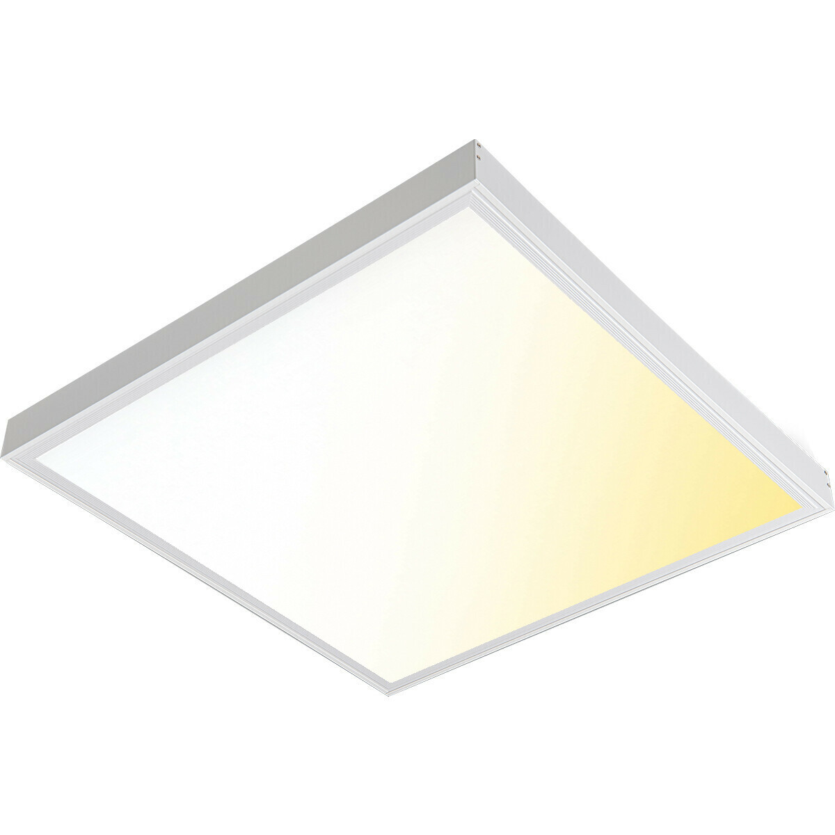 Panneau LED - Aigi Limno Slim - 60x60 - Couleur de lumière ajustable CCT - 32W Montage en Surface Carré - Smart Wifi - Dimmable - Mat Blanc - Aluminium