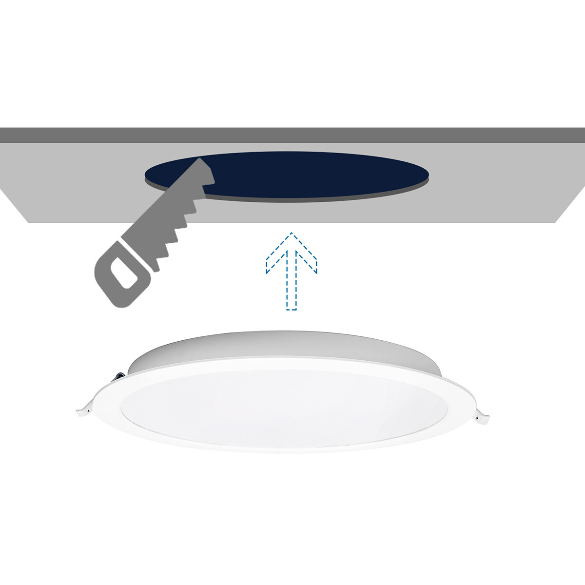 Panneau LED - Downlight - Aigi - Blanc Chaud 3000K - 24W - Ø30 - Encastré - Rond - Blanc - Sans Scintillement