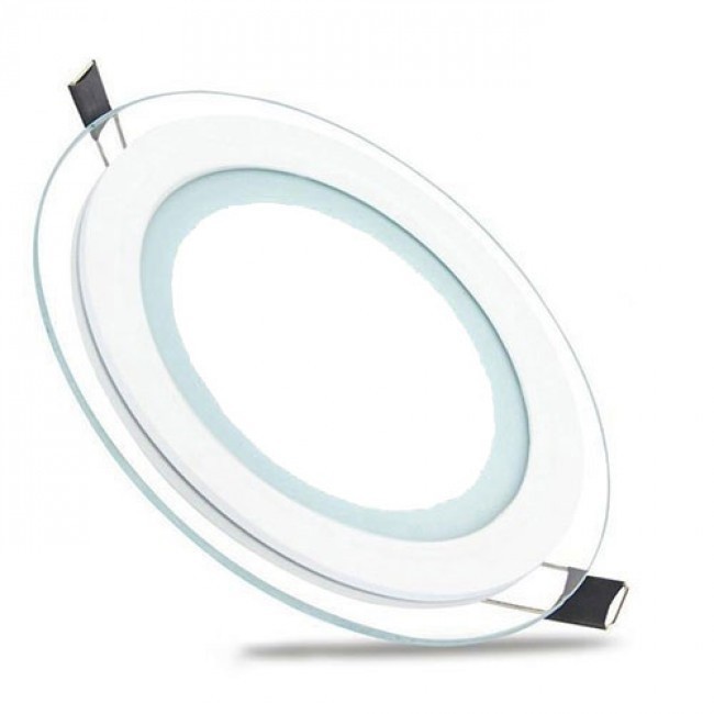 Downlight LED Slim - Rond Encastré 15W - Blanc Froid 6400K - Mat Blanc Verre - Ø200mm