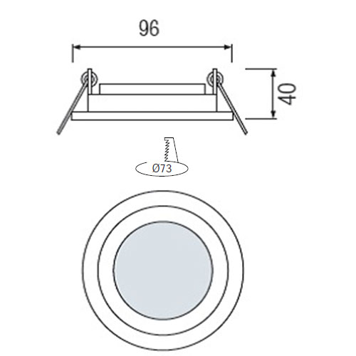 Downlight LED Slim - Rond Encastré 6W - Blanc Chaud 3000K - Mat Blanc Verre - Ø96mm