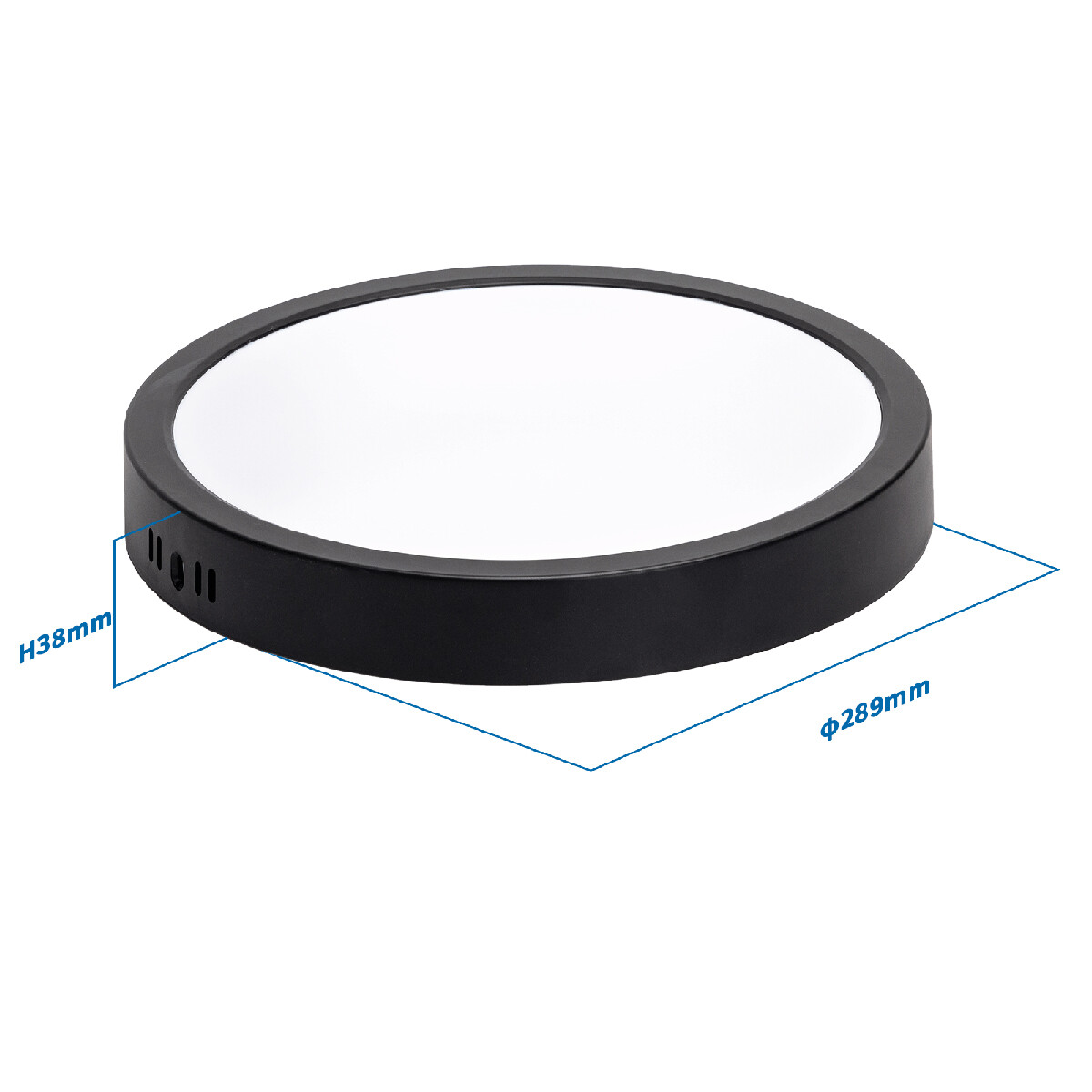 Panneau LED - Downlight - Velvalux - Ø30 - 24W 2700lm - Blanc Chaud 3000K - Montage en saillie - Rond - Noir - Sans scintillement