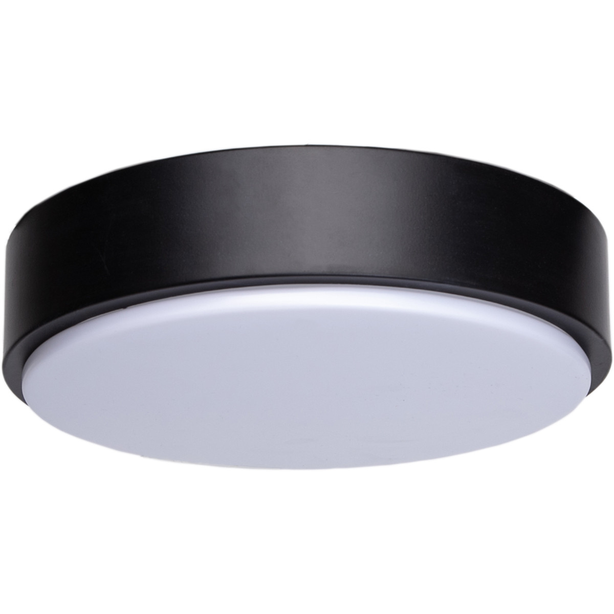 Plafonnier LED - Aigi Santi - En Saillie Rond 12W - Blanc Neutre 4000K - Mat Noir Aluminium