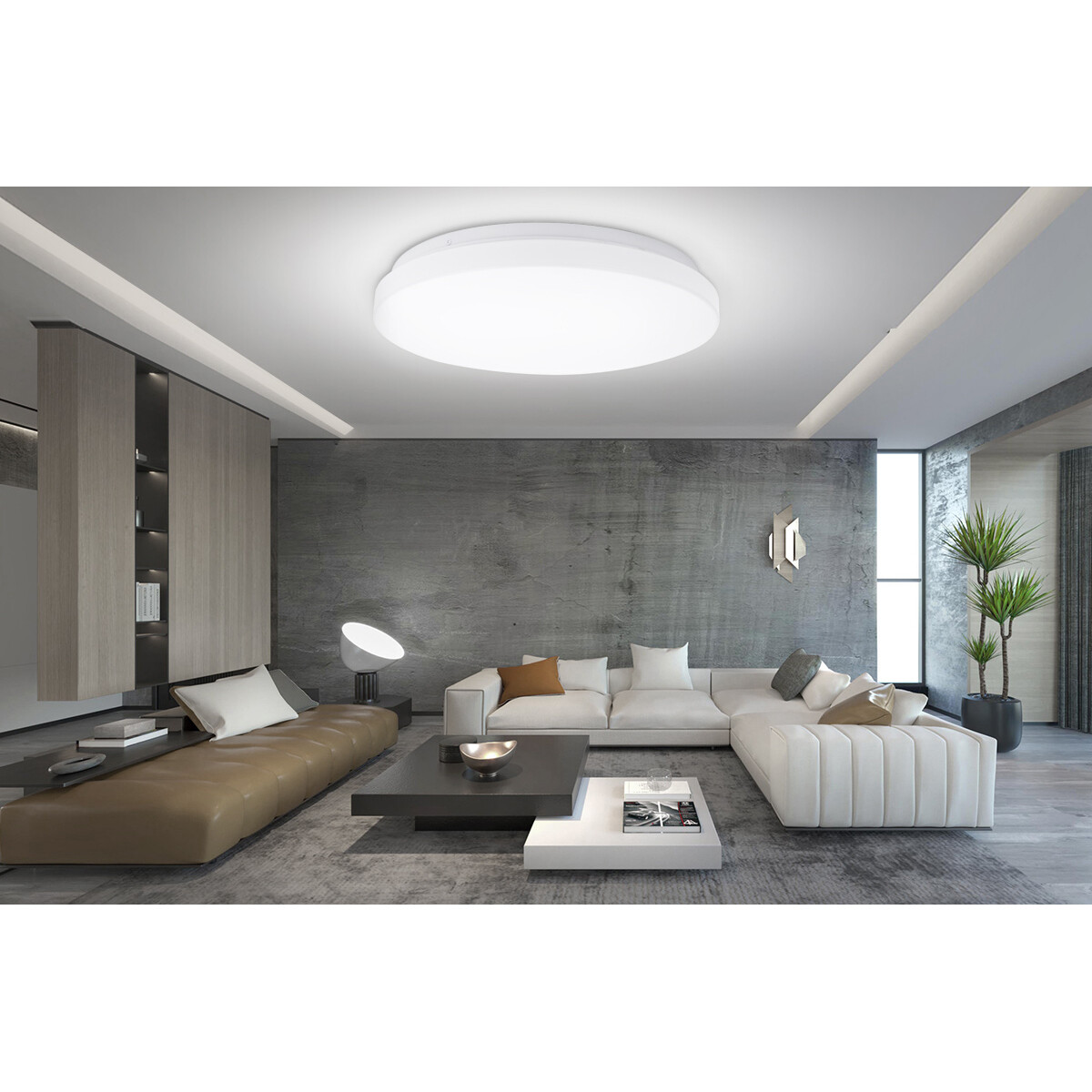 Plafonnier LED - Aigi Syna - En Saillie Rond 20W - Blanc Neutre 4000K - Mat Blanc - Aluminium