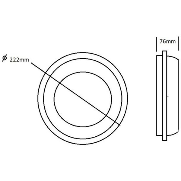 Plafonnier LED - Lumière de Salle de Bain - Artony - 20W - Blanc Froid 6400K - Étanche IP65 - en Saillie - Rond - Blanc