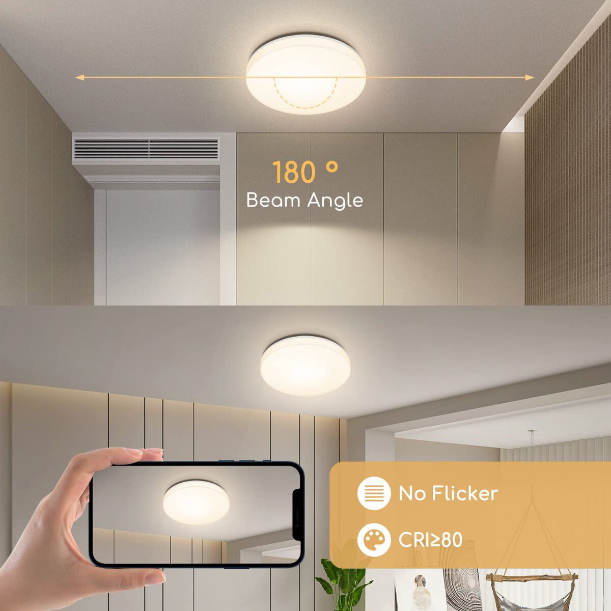 Plafonnier LED - Lumière de Salle de Bain - Aigi Cely - 18W - Blanc Froid 6500K - IP54 Résistant à l'Humidité - en Saillie - Rond - Mat Blanc - Aluminium