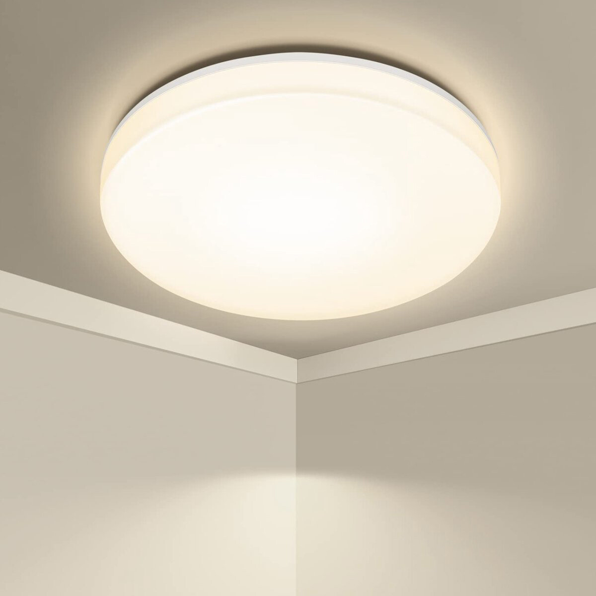 Plafonnier LED - Lumière de Salle de Bain - Aigi Cely - 18W - Blanc Neutre 4000K - IP54 Résistant à l'Humidité - en Saillie - Rond - Mat Blanc - Aluminium