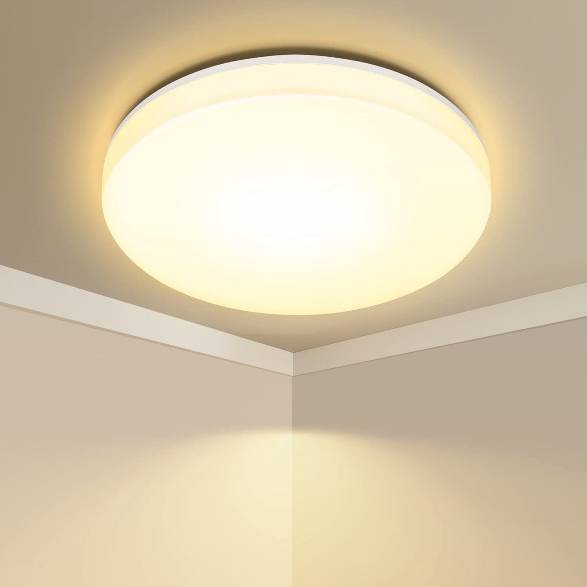 Plafonnier LED - Lumière de Salle de Bain - Aigi Cely - 18W - Blanc Chaud 3000K - IP54 Résistant à l'Humidité - en Saillie - Rond - Mat Blanc - Aluminium