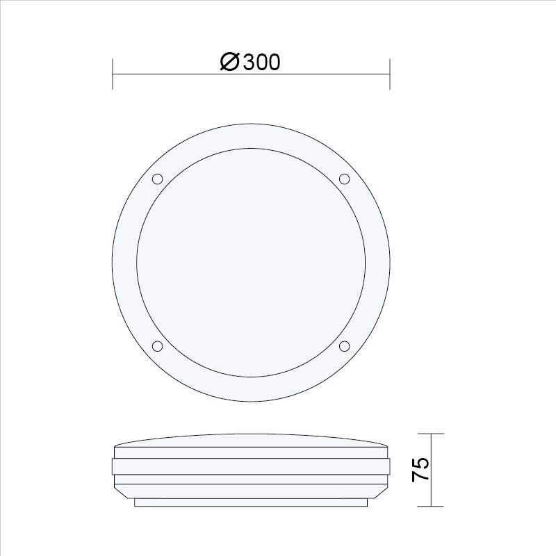 Plafonnier LED - Lumière de Salle de Bain - Prixa Pauly - en Saillie - Rond - Douille E27 - Étanche aux Éclaboussures IP44 - Mat Noir - Plastique