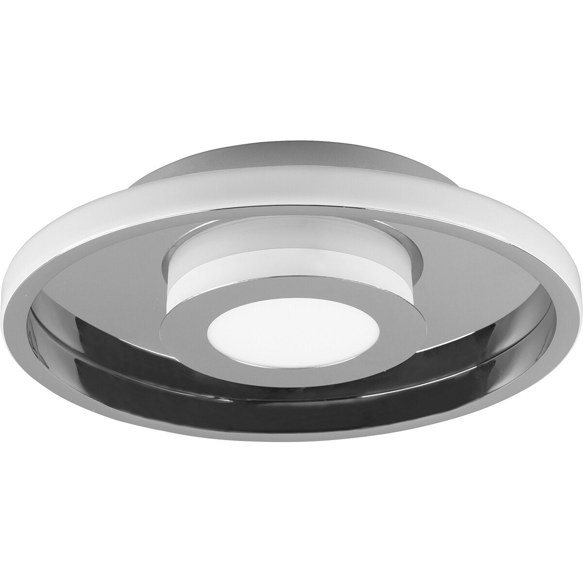 Plafonnier LED - Lumière de Salle de Bain - Trion Asmaya - En Saillie Rond 28W - Étanche aux Éclaboussures IP44 - Dimmable - Blanc Chaud 3000K - Mat Chrome - Aluminium