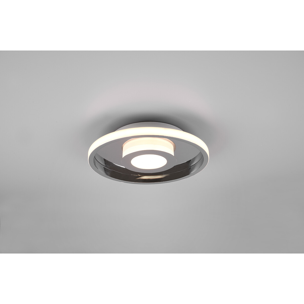 Plafonnier LED - Lumière de Salle de Bain - Trion Asmaya - En Saillie Rond 28W - Étanche aux Éclaboussures IP44 - Dimmable - Blanc Chaud 3000K - Mat Chrome - Aluminium