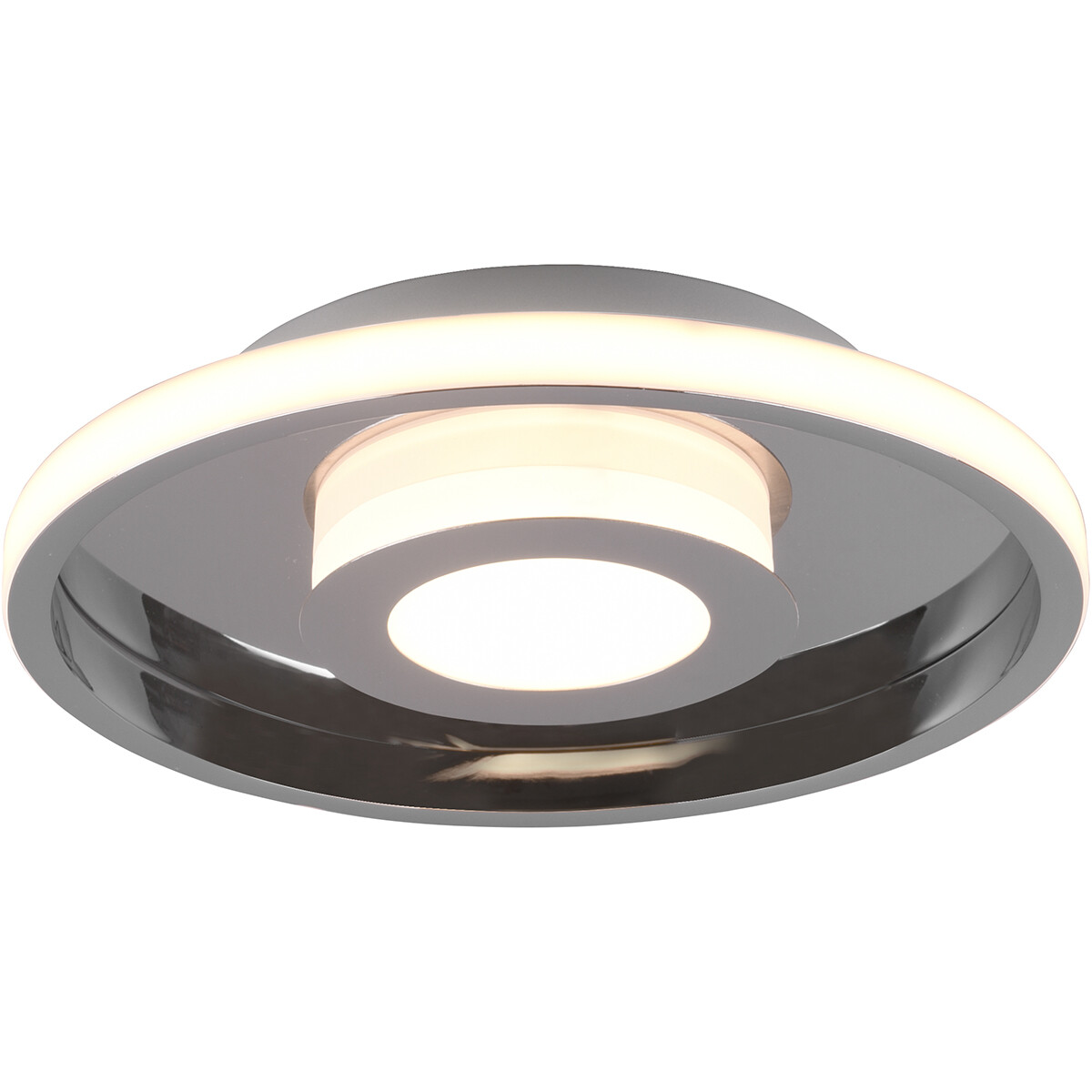 Plafonnier LED - Lumière de Salle de Bain - Trion Asmaya - En Saillie Rond 28W - Étanche aux Éclaboussures IP44 - Dimmable - Blanc Chaud 3000K - Mat Chrome - Aluminium