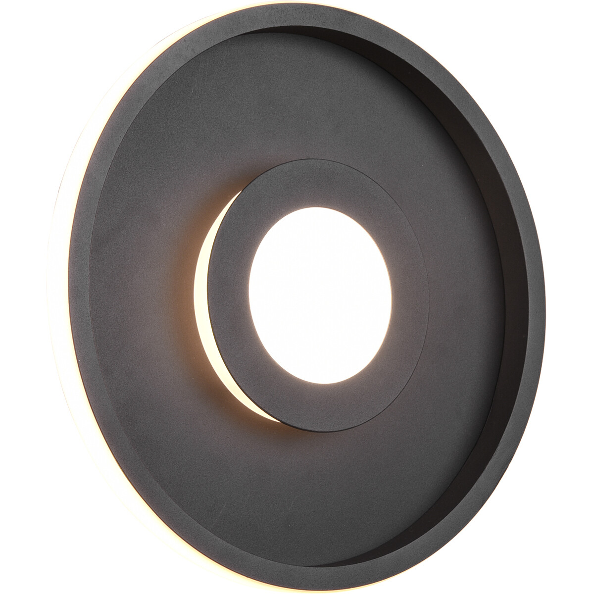 Plafonnier LED - Lumière de Salle de Bain - Trion Asmaya - En Saillie Rond 28W - Étanche aux Éclaboussures IP44 - Dimmable - Blanc Chaud 3000K - Mat Noir - Aluminium