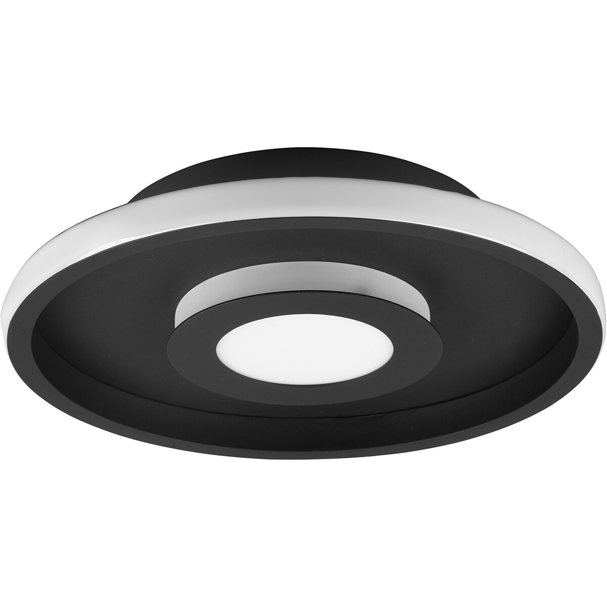 Plafonnier LED - Lumière de Salle de Bain - Trion Asmaya - En Saillie Rond 28W - Étanche aux Éclaboussures IP44 - Dimmable - Blanc Chaud 3000K - Mat Noir - Aluminium